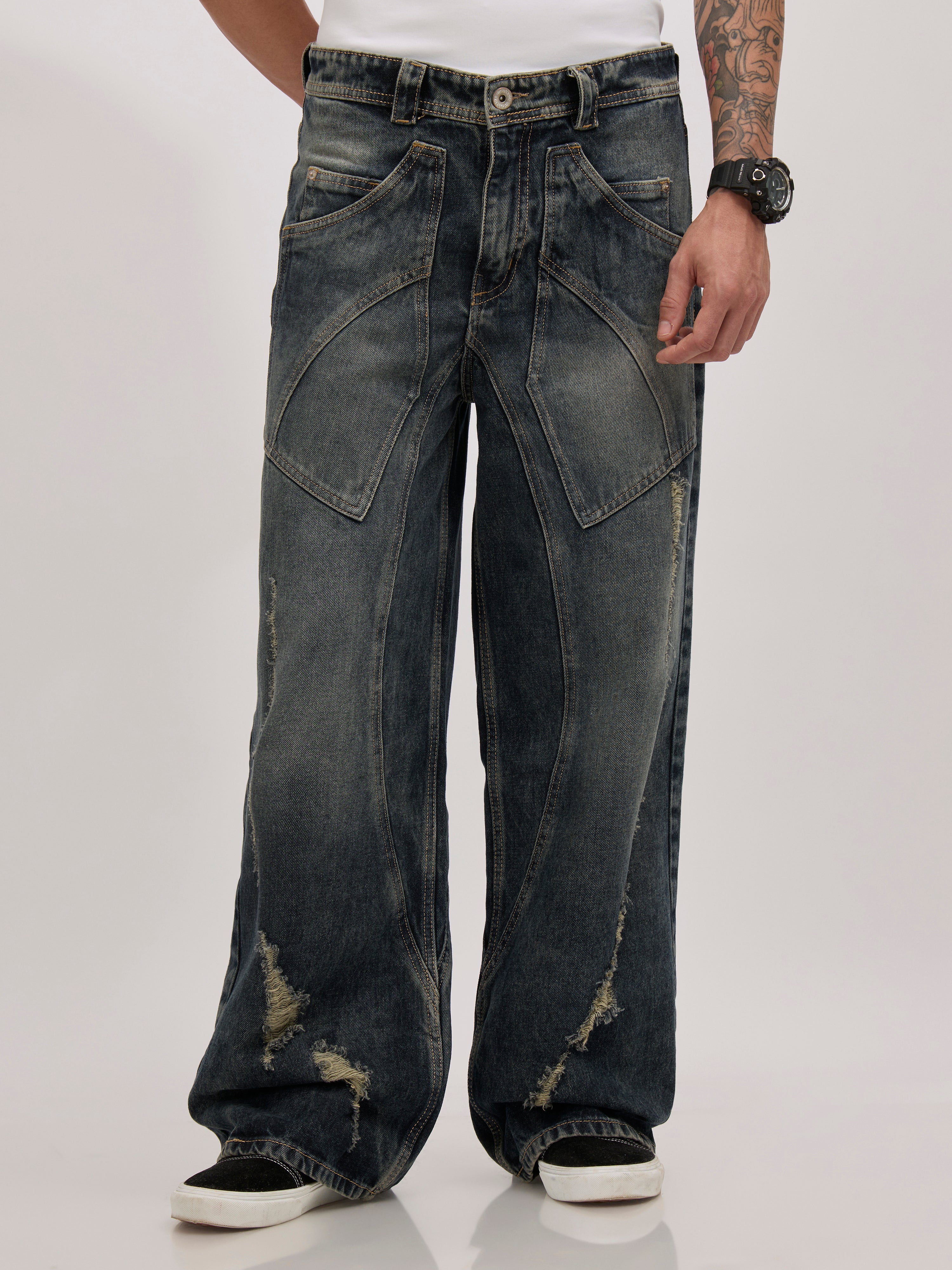 men's baggy fit jeans in blue shade