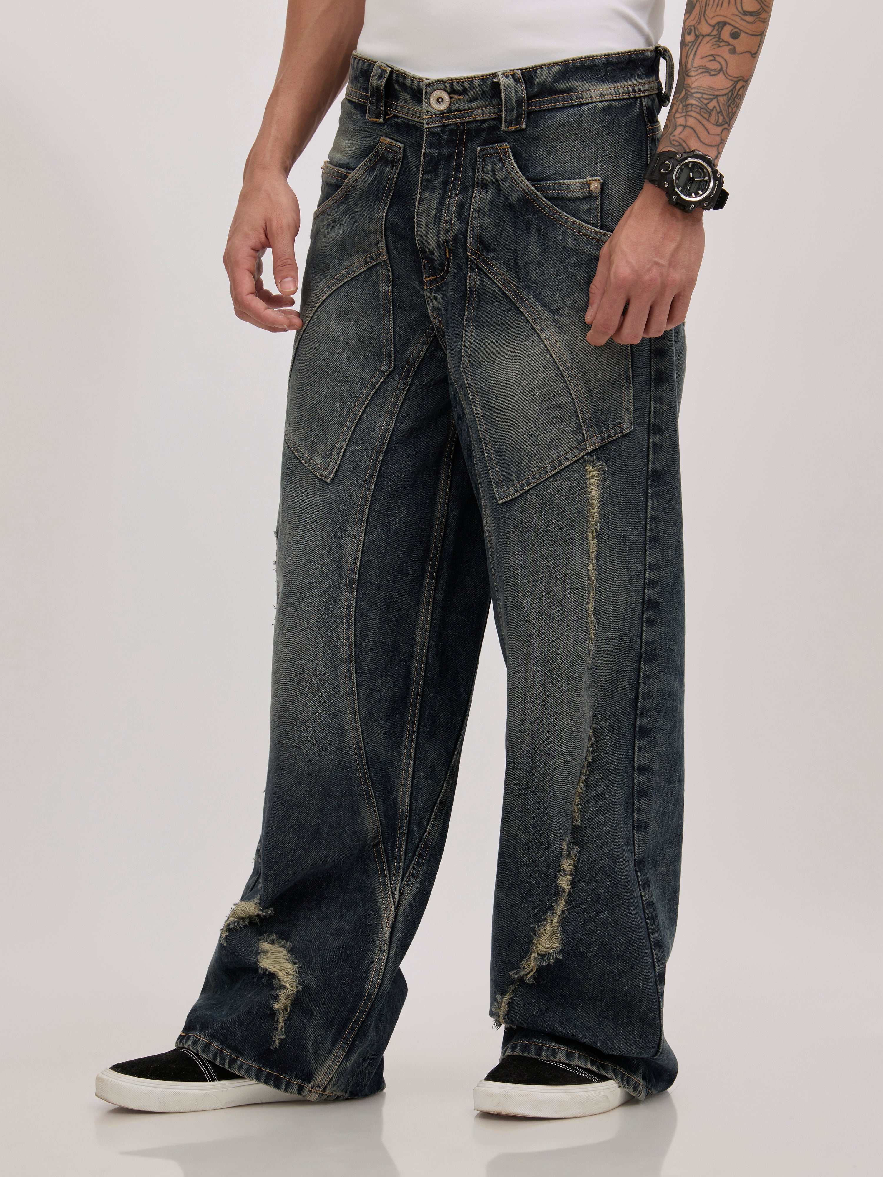 men's baggy fit jeans in blue shade