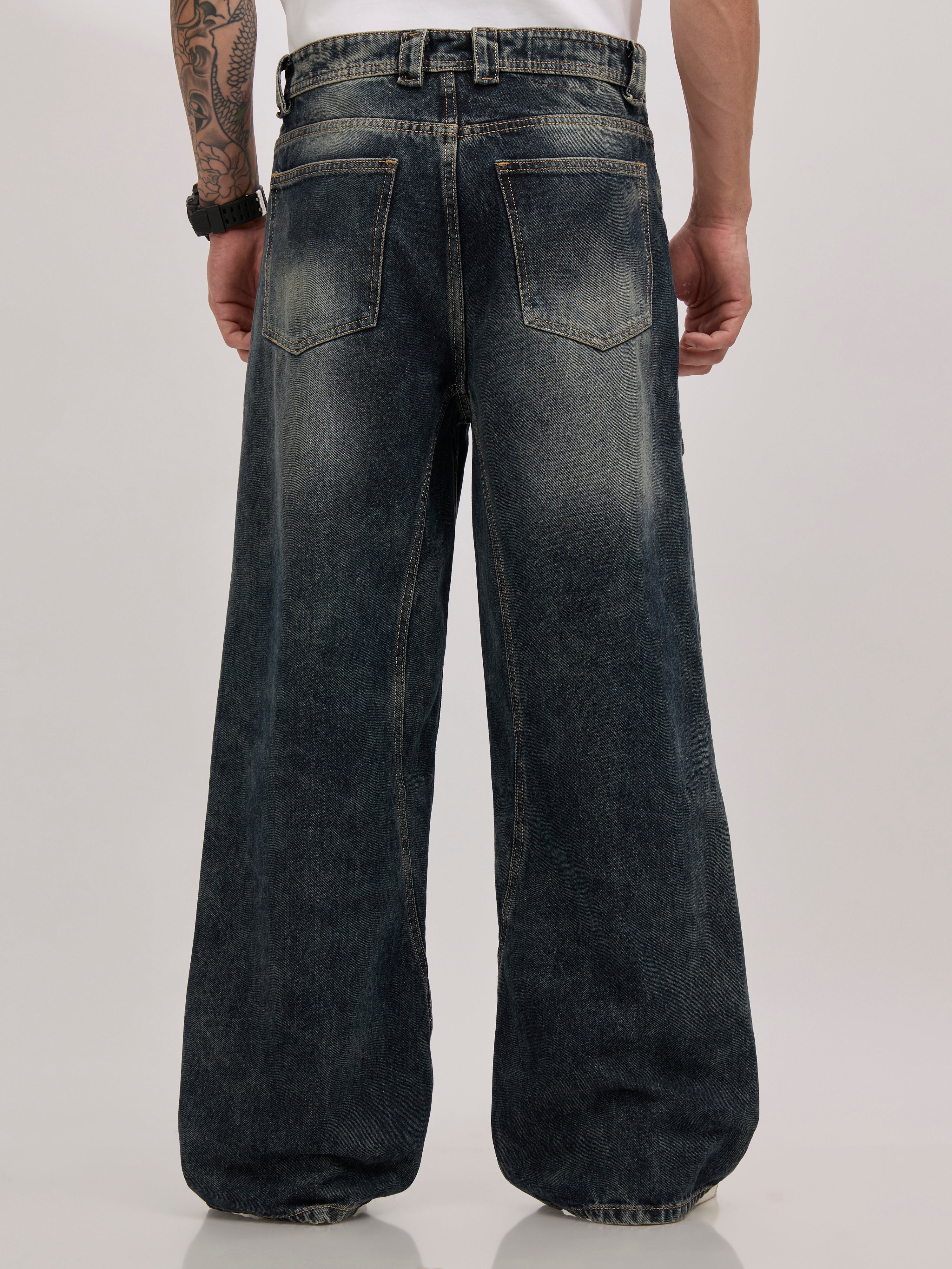 men's baggy fit jeans in blue shade