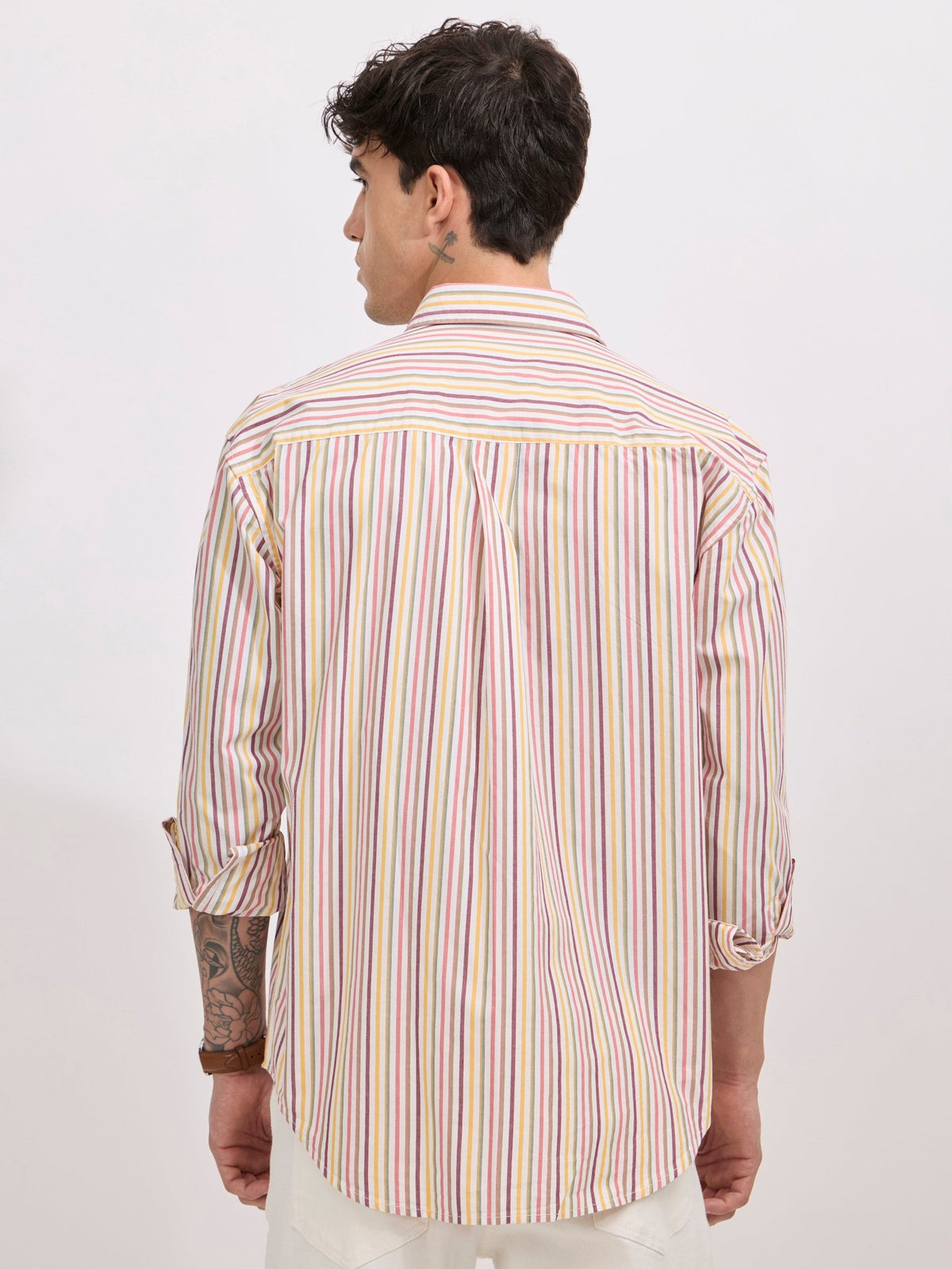 Veil - Cotton Oversized Striped shirt - Peach - Espanshe