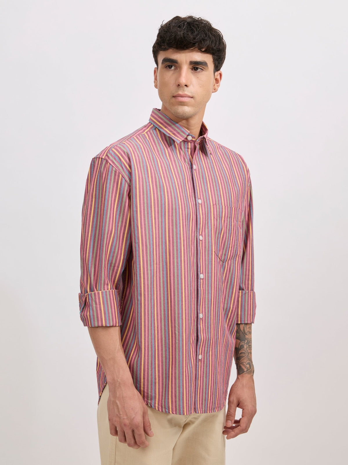 Veil - Cotton Oversized Striped shirt - Brick - Espanshe