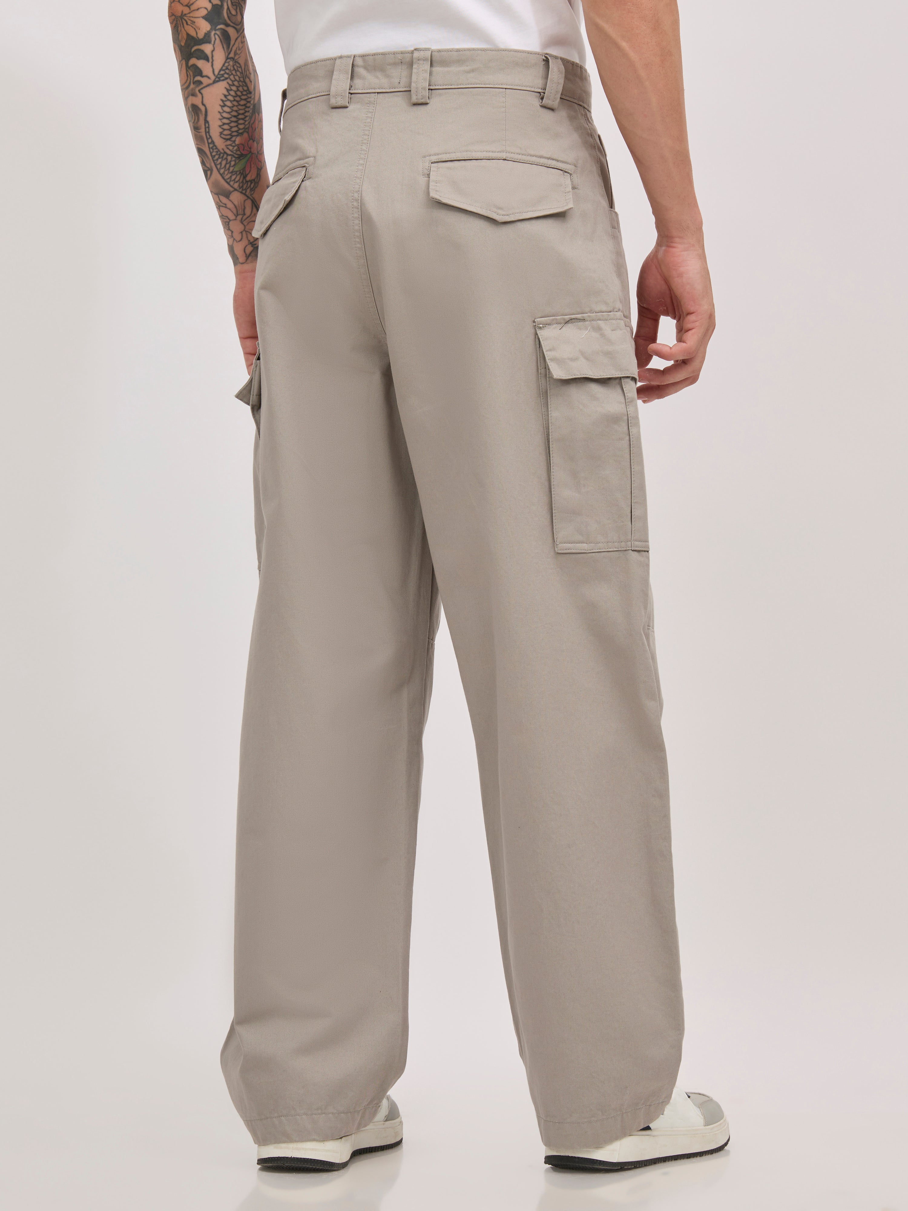 men's super baggy fit pant in grey color