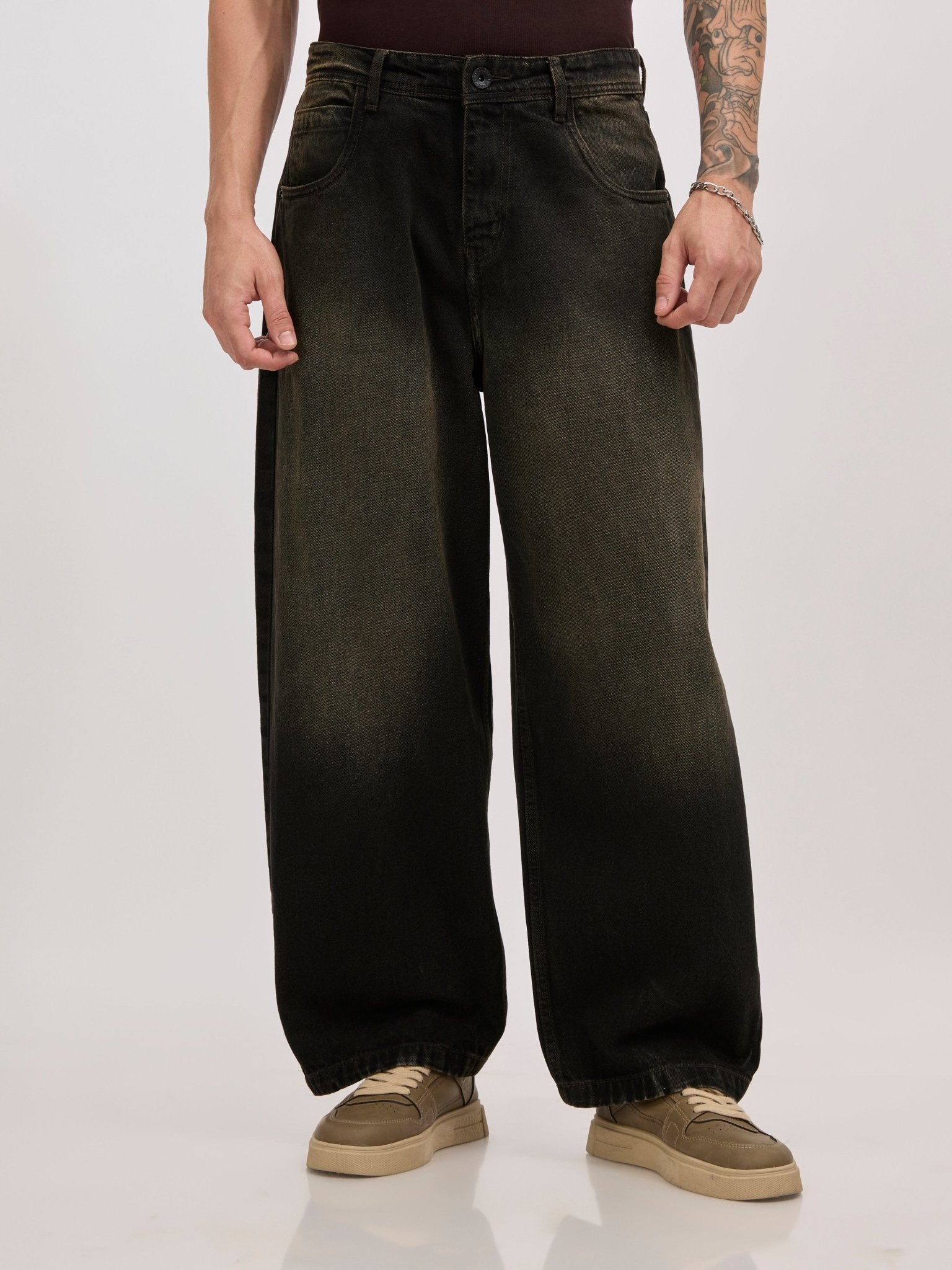 Pixel Rip - Faded Super Baggy Jeans - Black - Espanshe