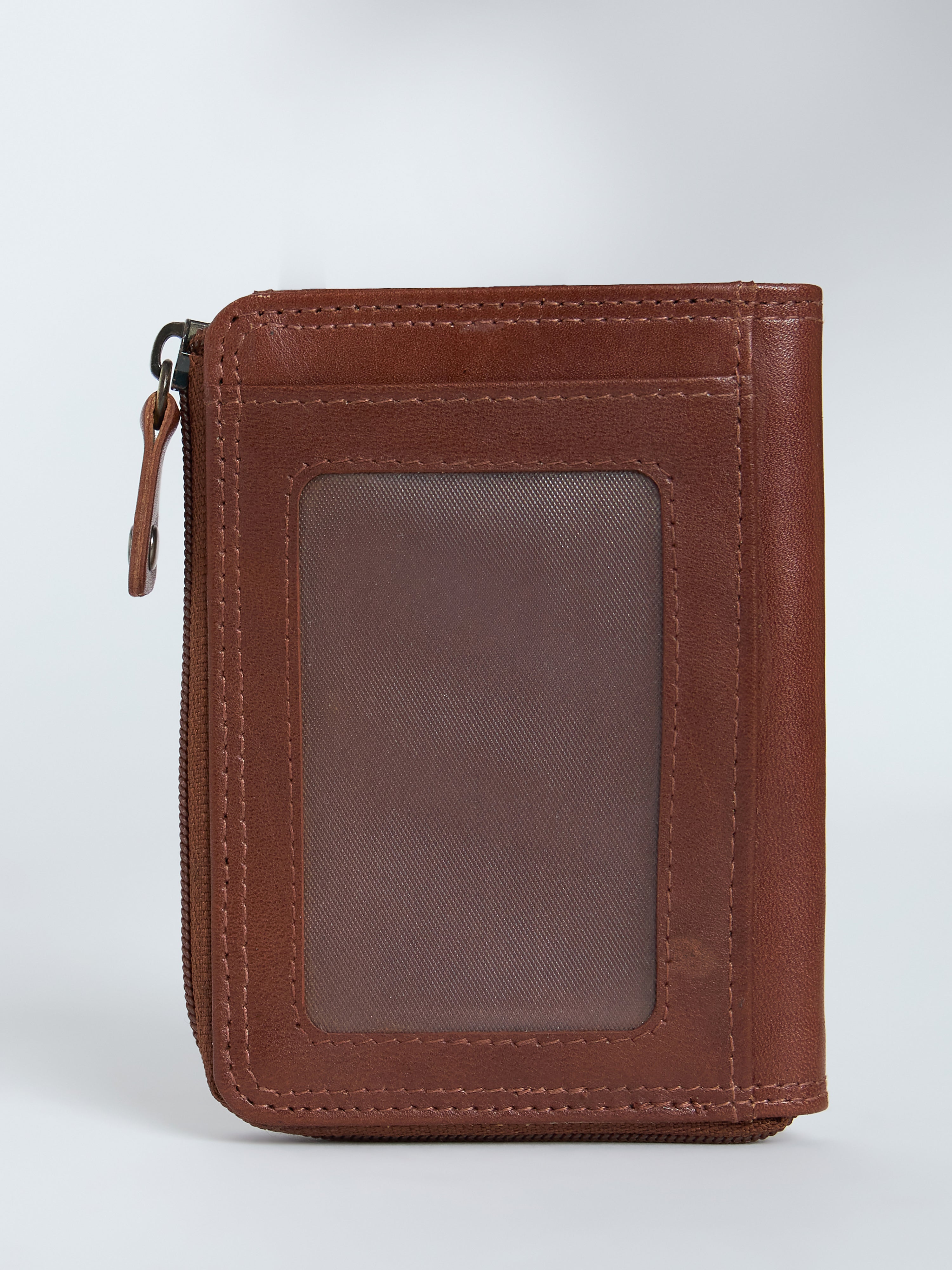 Arctic-6 - Leather Zip Wallet with ID Window - Brown