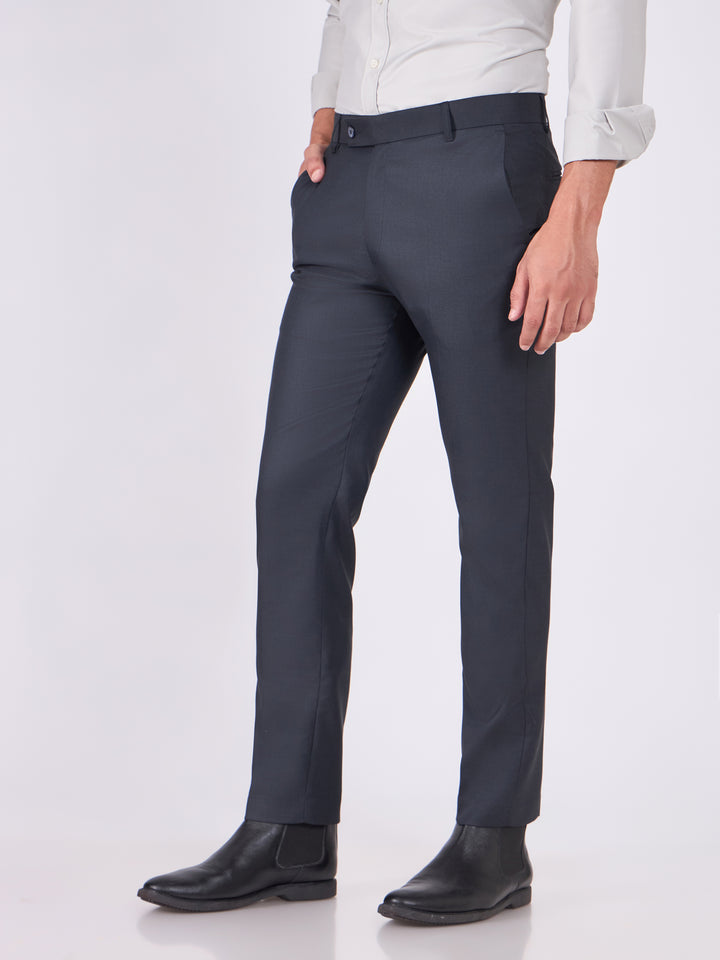 men wearing Skinny Fit Formal Trousers - Dark Blue