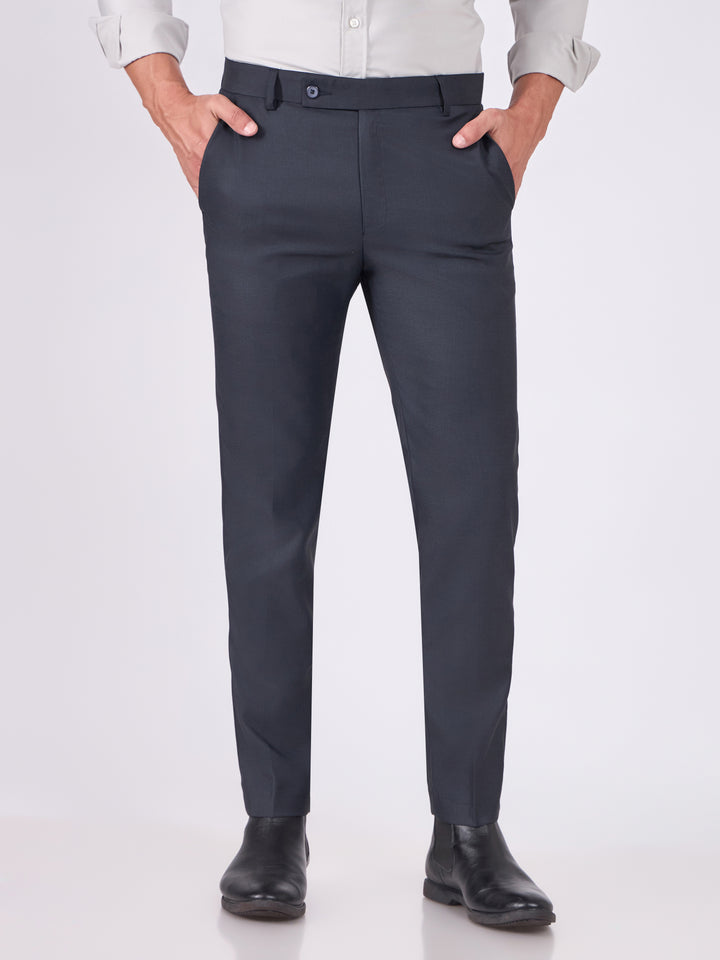men wearing Skinny Fit Formal Trousers - Dark blue