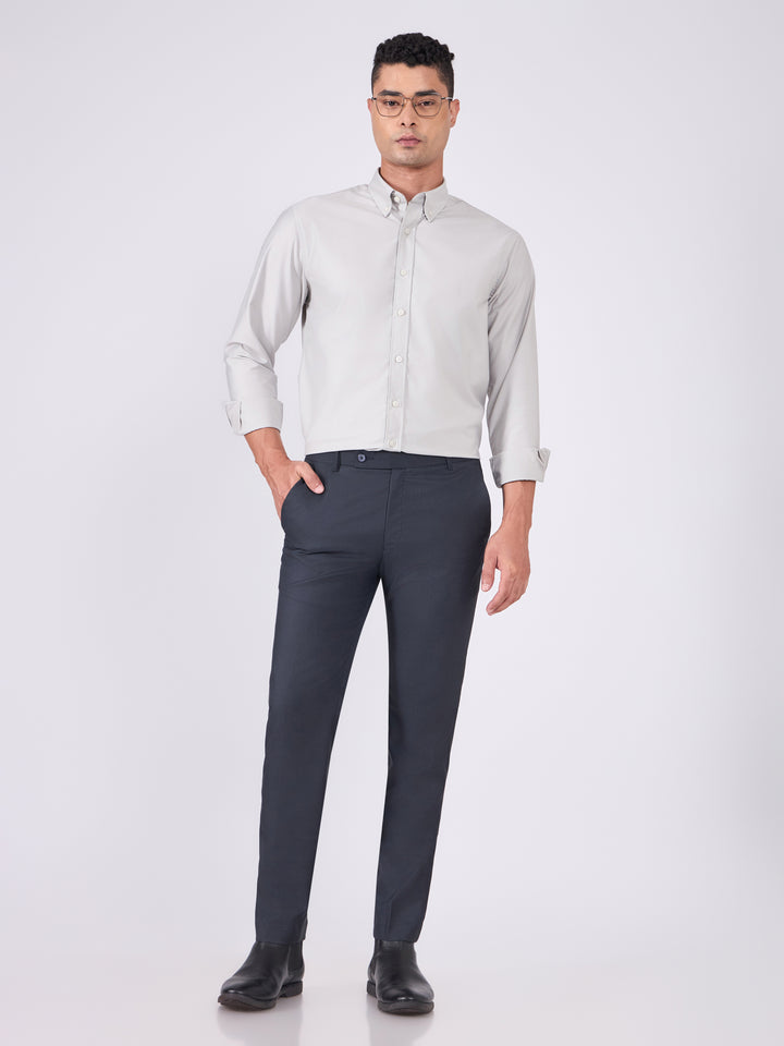 men wearing Skinny Fit Formal Trousers - Dark blue