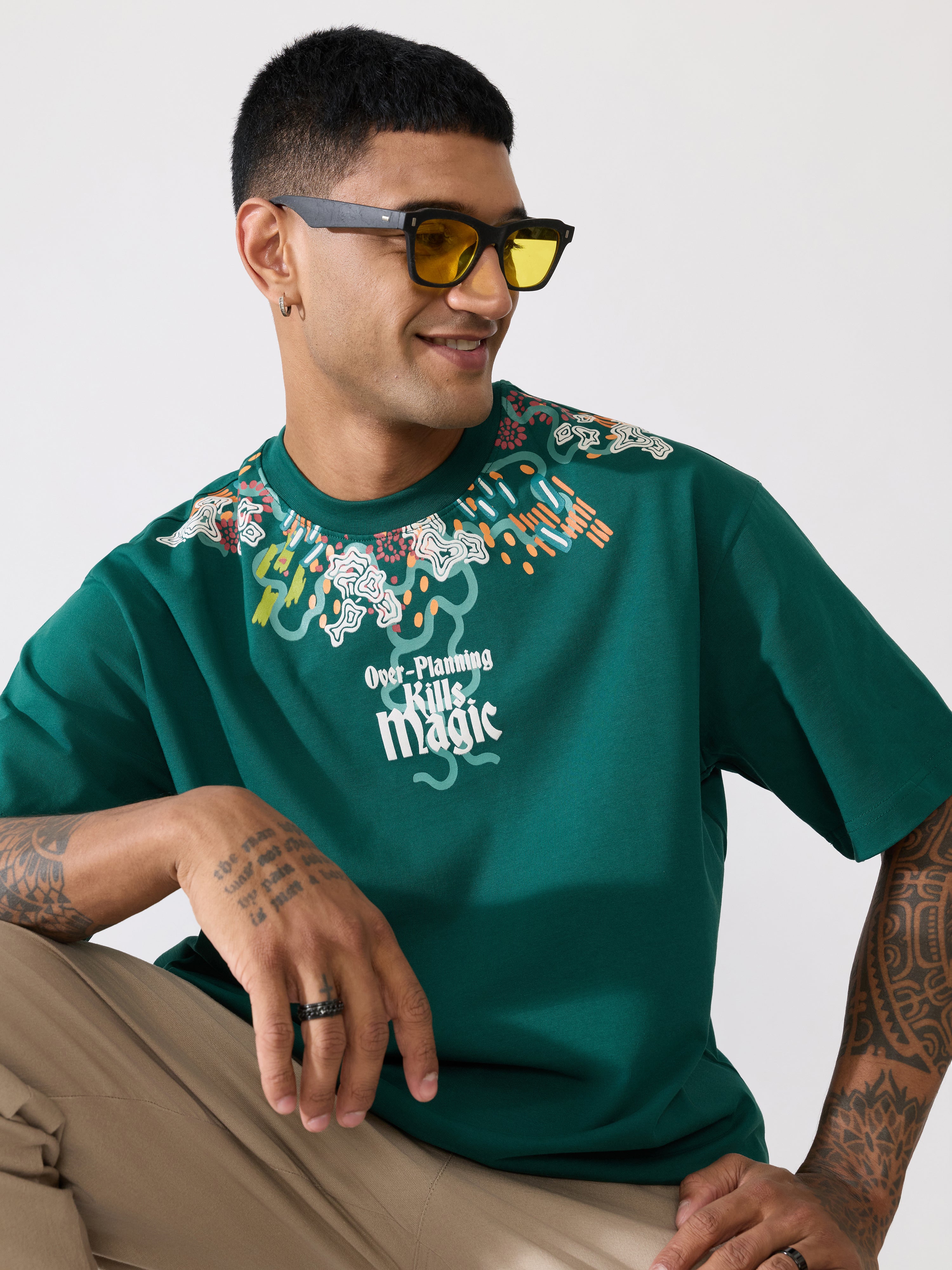 Men's printed t-shirt in green