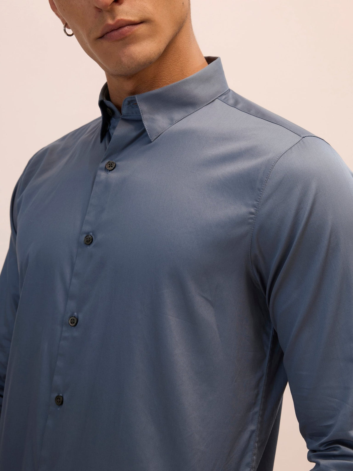 Calanthe - Giza Cotton Slim Fit Shirt - Stone Blue - Espanshe