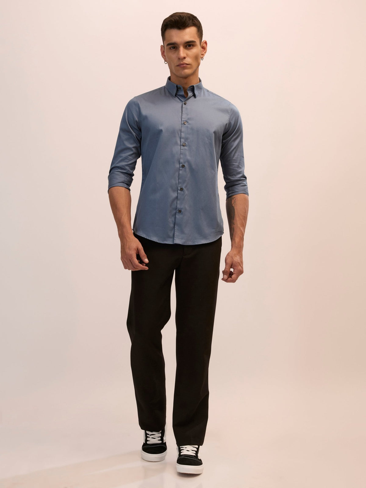 Calanthe - Giza Cotton Slim Fit Shirt - Stone Blue - Espanshe