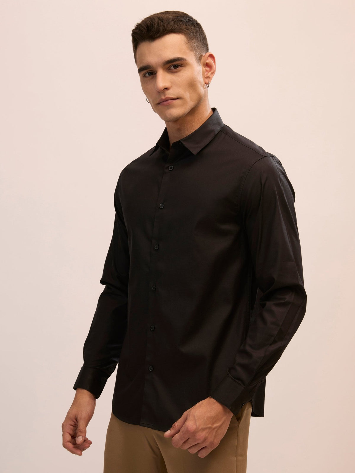 Calanthe - Giza Cotton Slim Fit Shirt - Black - Espanshe