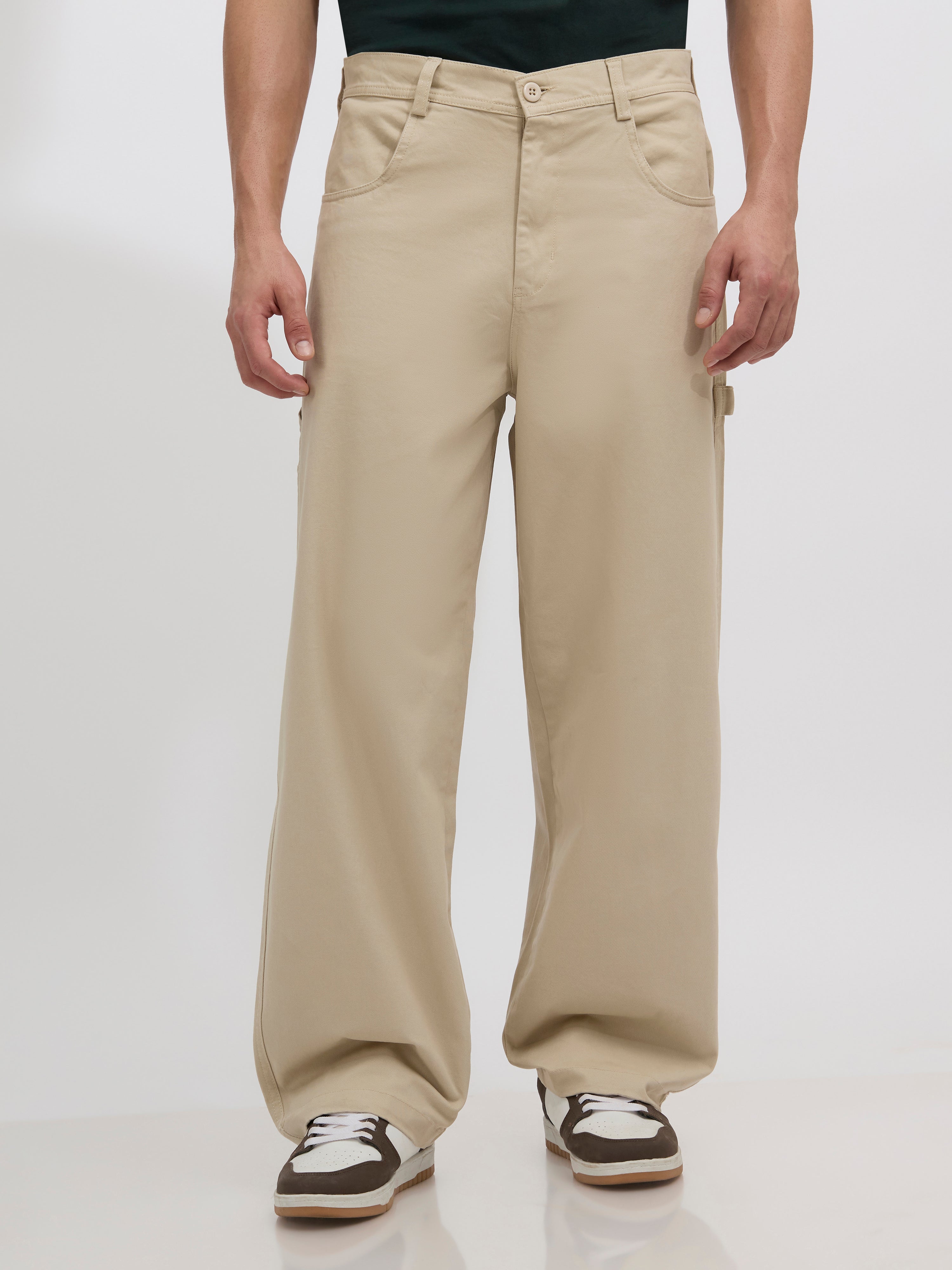 men's beige supper baggy fit from cotton and lycra blend.