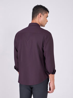 Man wearing Tencel Plain Shirt in  Dark Lavender.