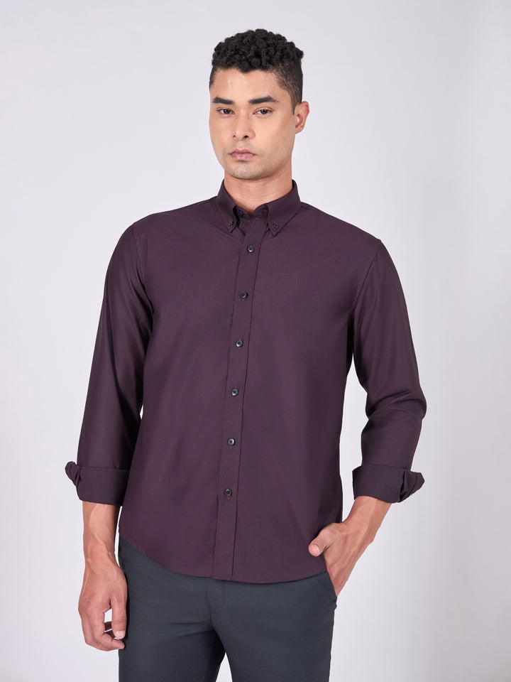 Man wearing Tencel Plain Shirt in  Dark Lavender.