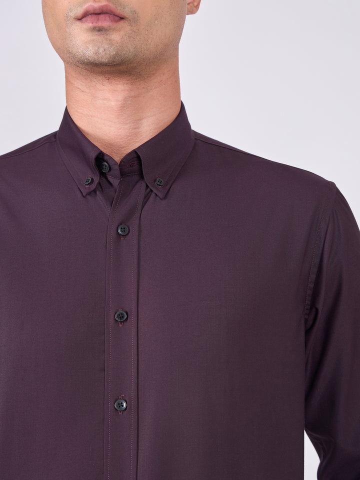 Man wearing Tencel Plain Shirt in  Dark Lavender.