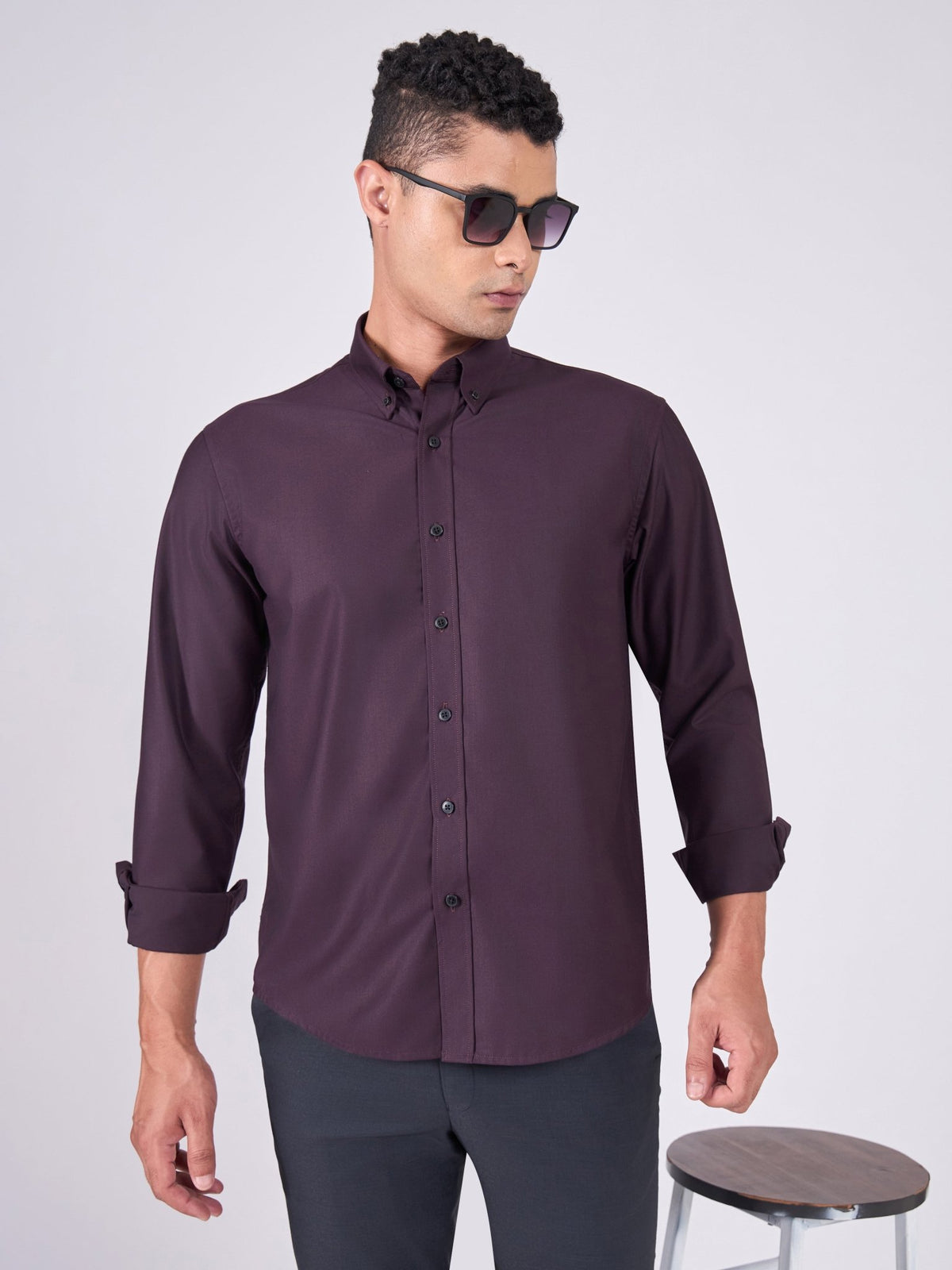 Orville - Tencel Plain Shirt - Dark Lavender - Espanshe