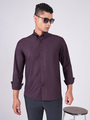 Man wearing Tencel Plain Shirt in  Dark Lavender.