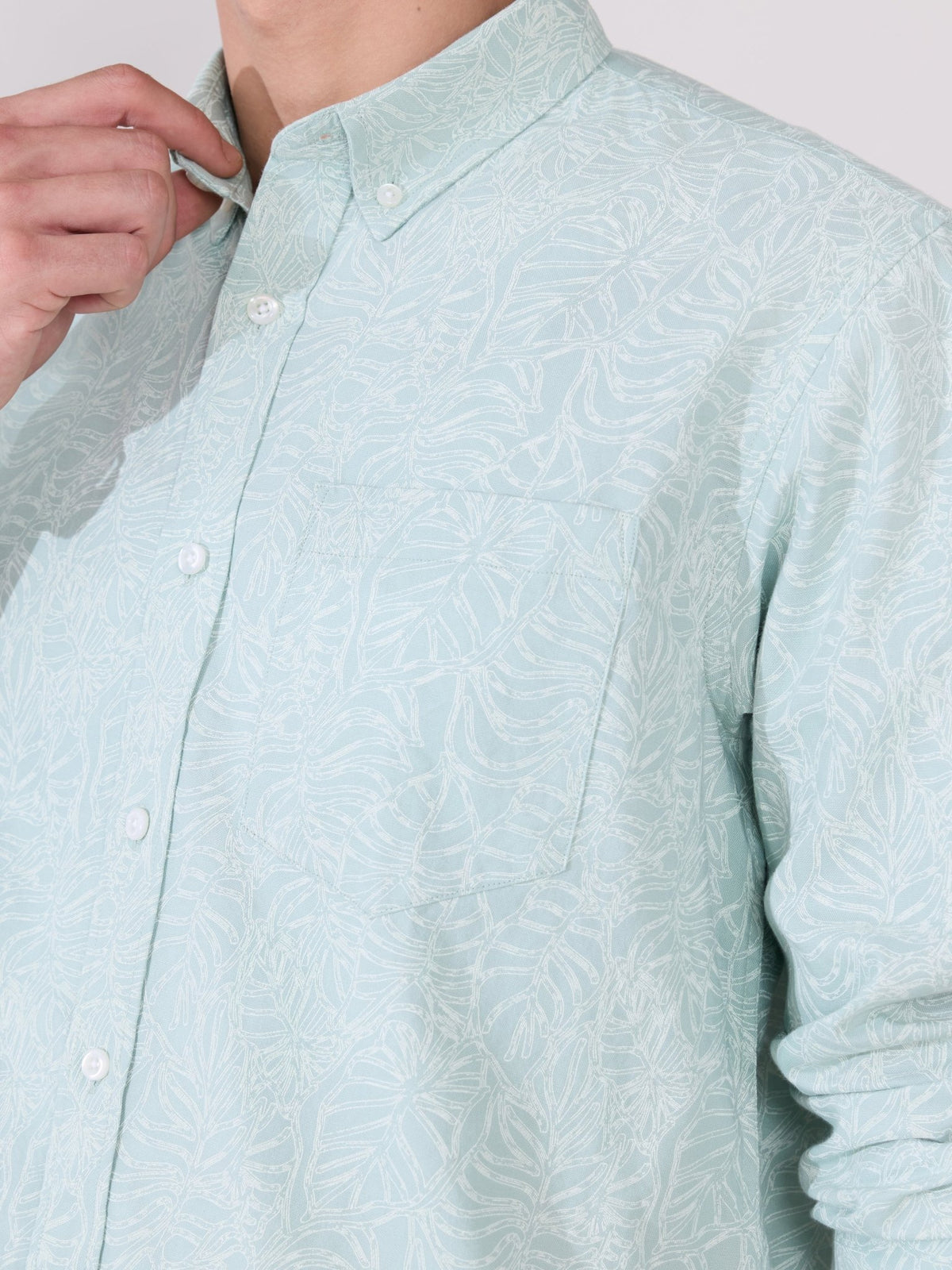 Nefilo - Oxford Printed Shirt - Light Green - Espanshe
