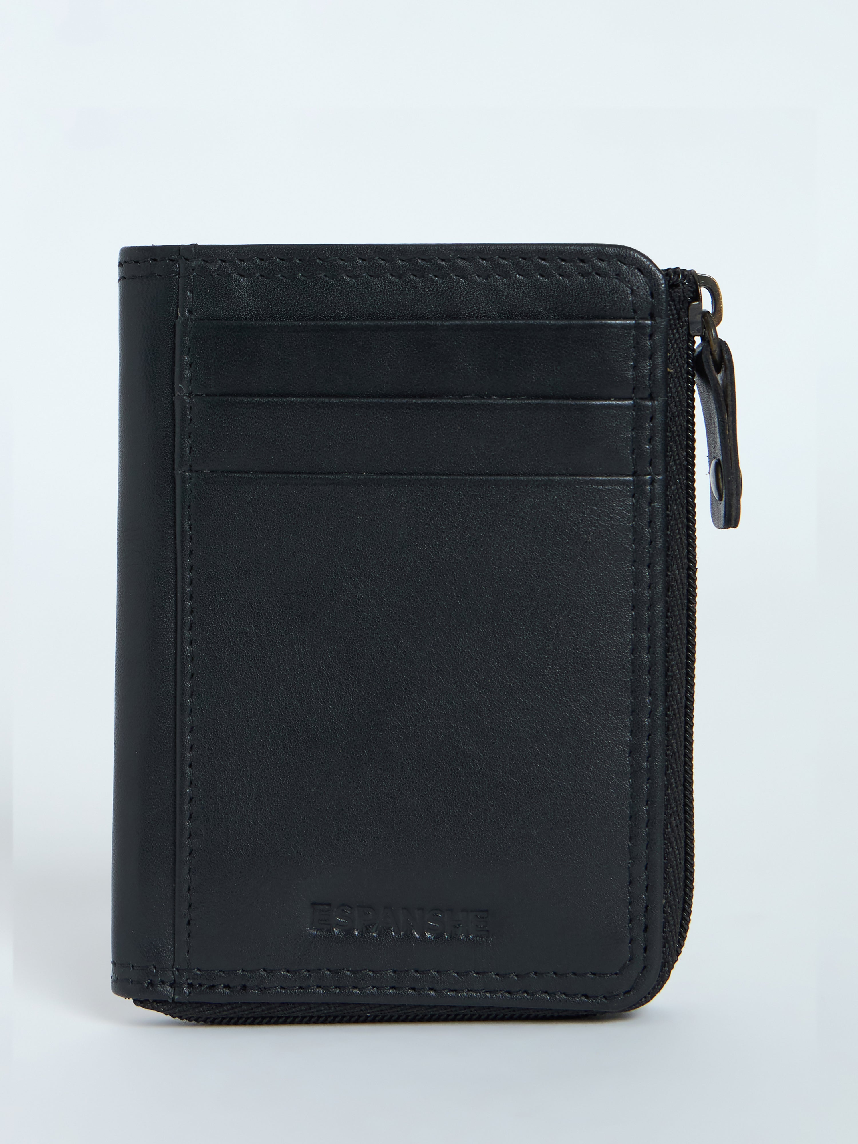 Arctic-6 - Leather Zip Wallet with ID Window - Black