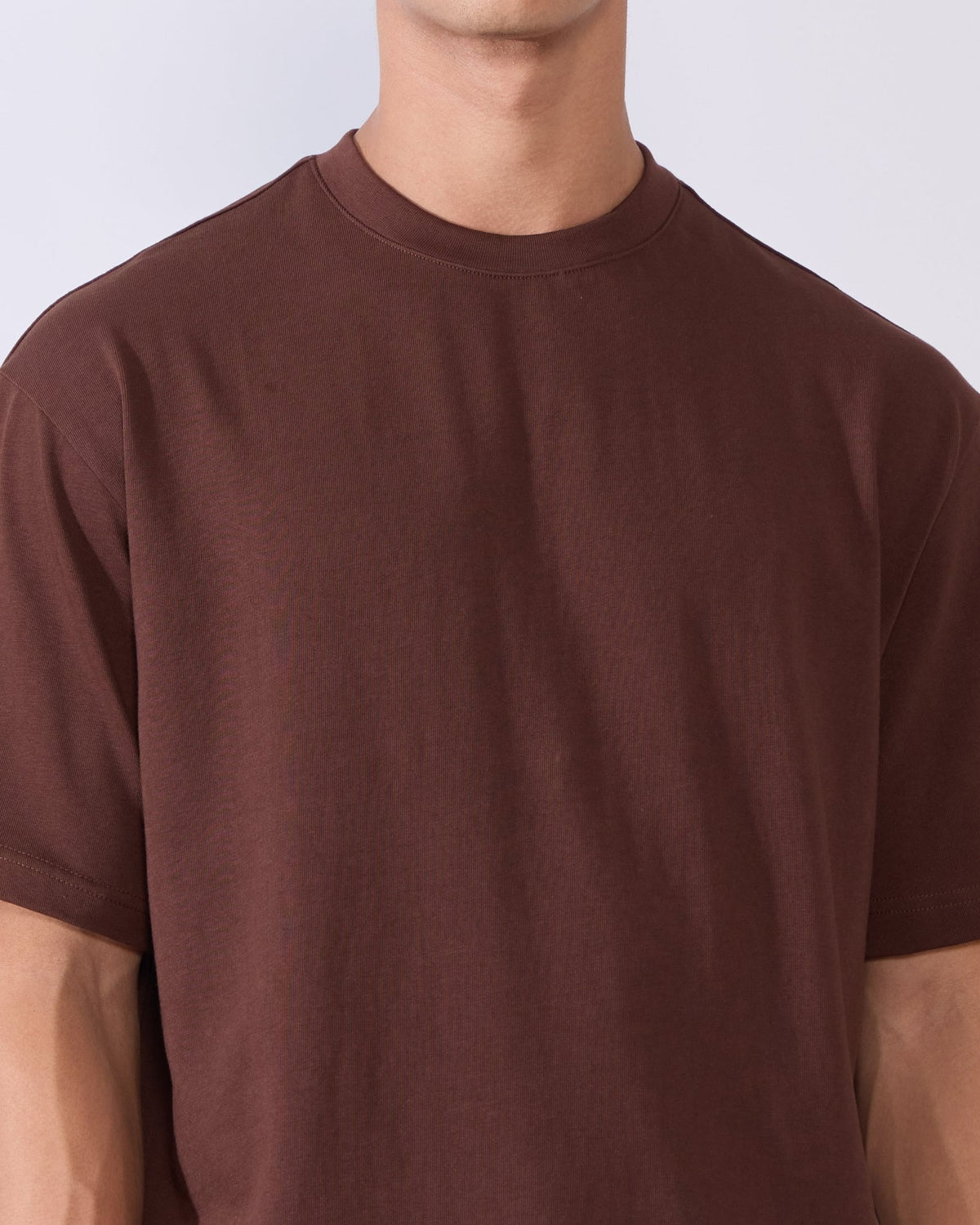Vynora - Loose Fit Round Neck T-Shirt - Chocolate Brown - Espanshe