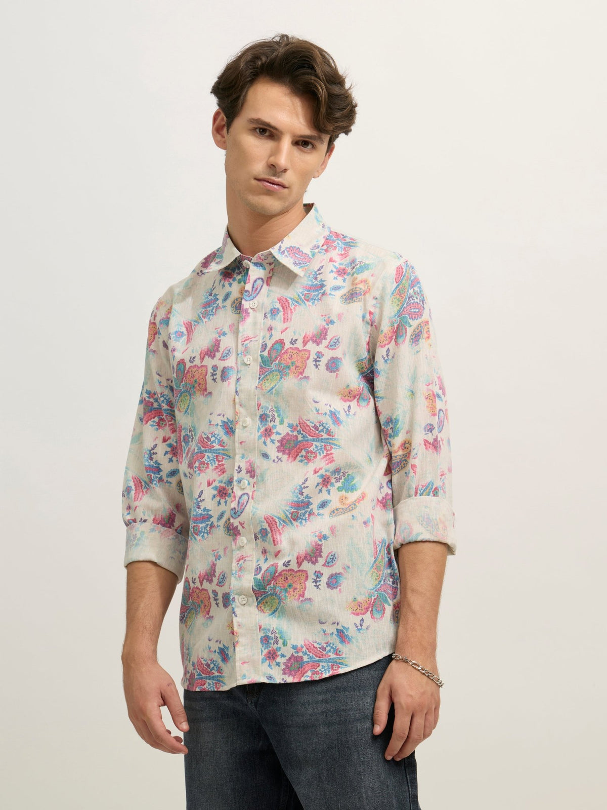Westley - Regular Floral Printed Shirt - Pink - Espanshe