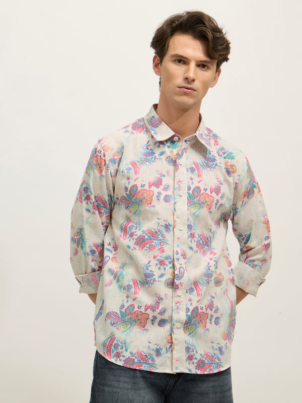 Westley - Regular Floral Printed Shirt - Pink