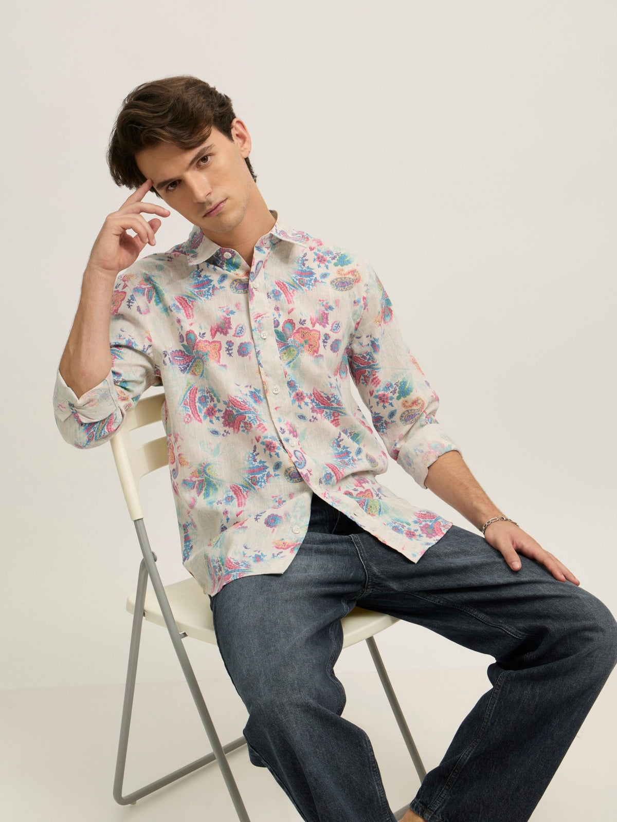 Westley - Regular Floral Printed Shirt - Pink - Espanshe