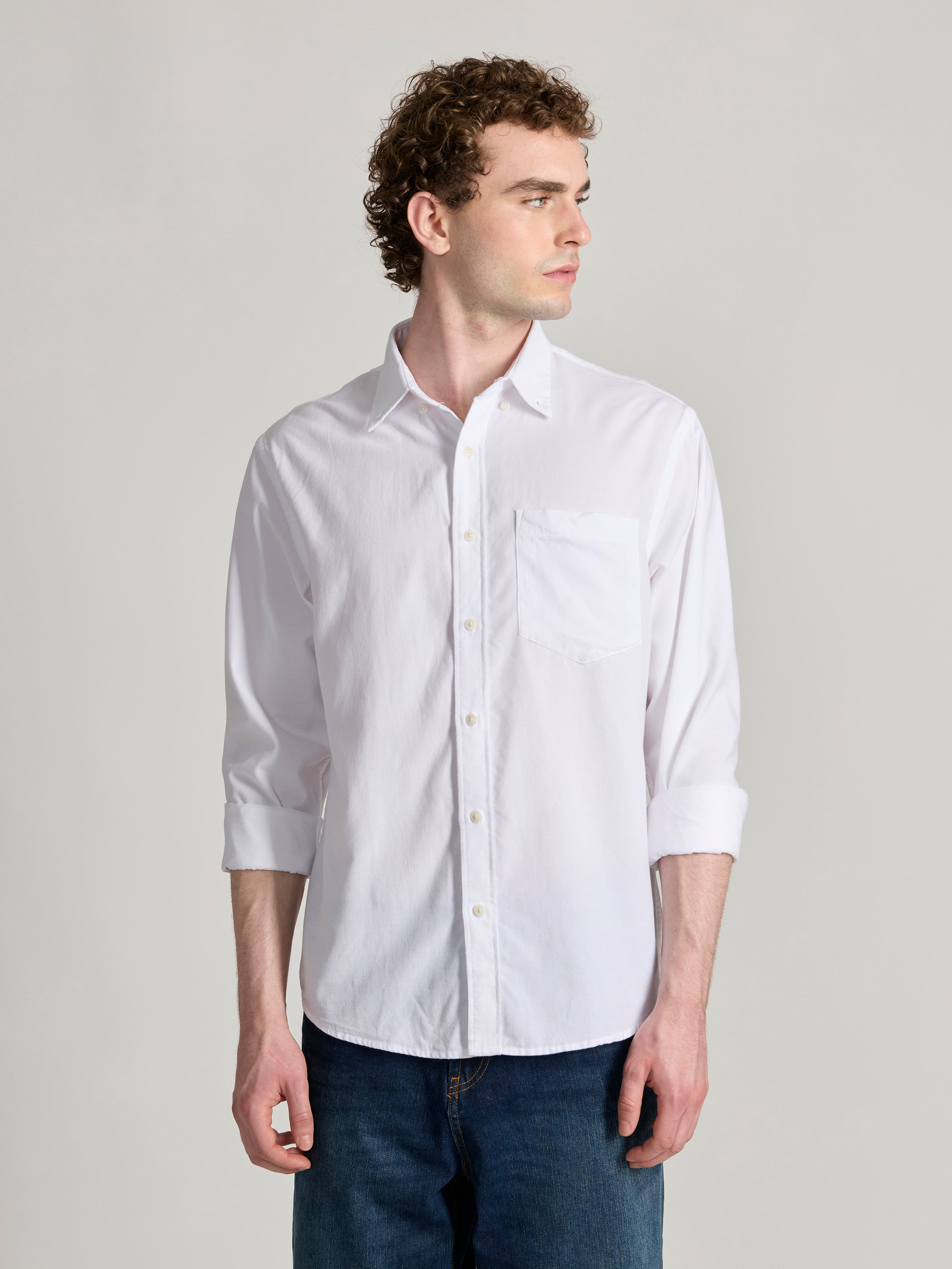 Men's Relaxed Corduroy Shirt - White