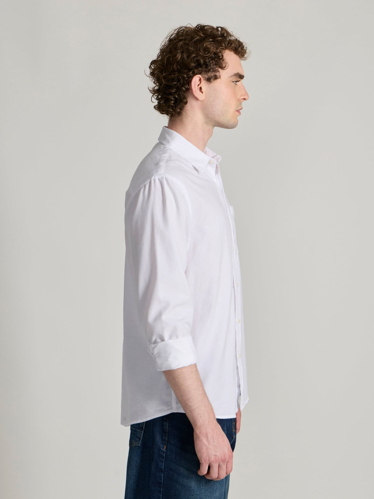 Zorin - Relaxed Corduroy Shirt - White - Espanshe