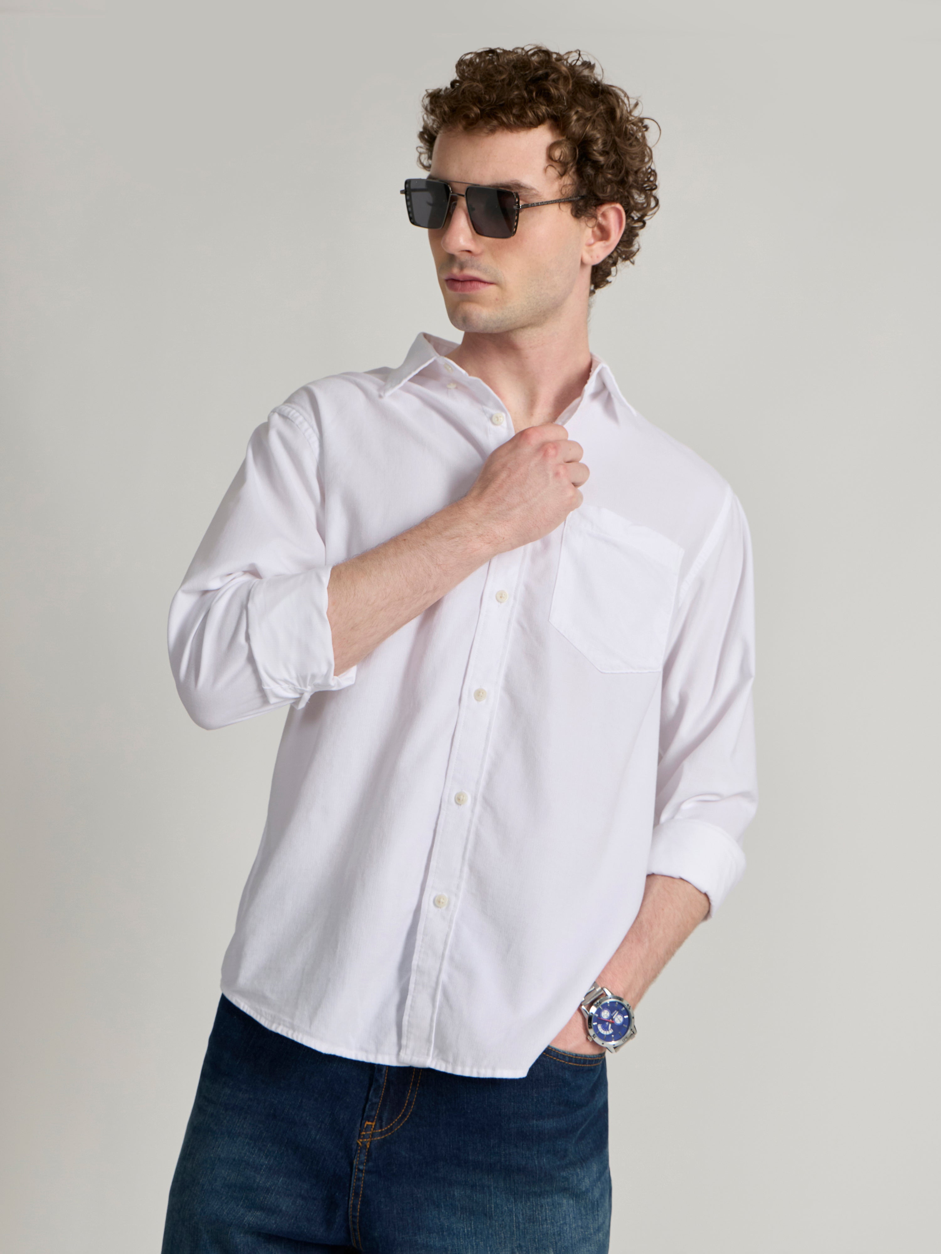 Men's Relaxed Corduroy Shirt - White