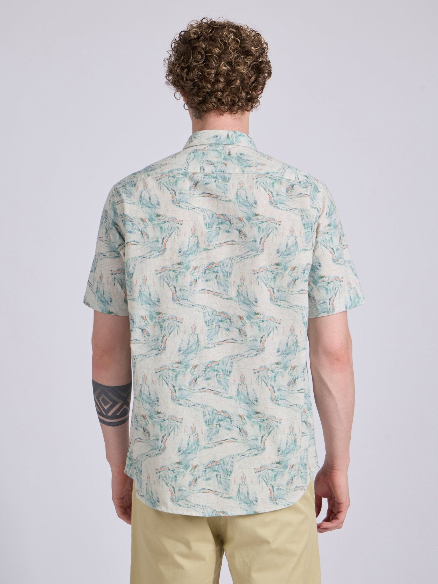 Lucius - Printed Half Sleeve Shirt - Soft Blue - Espanshe