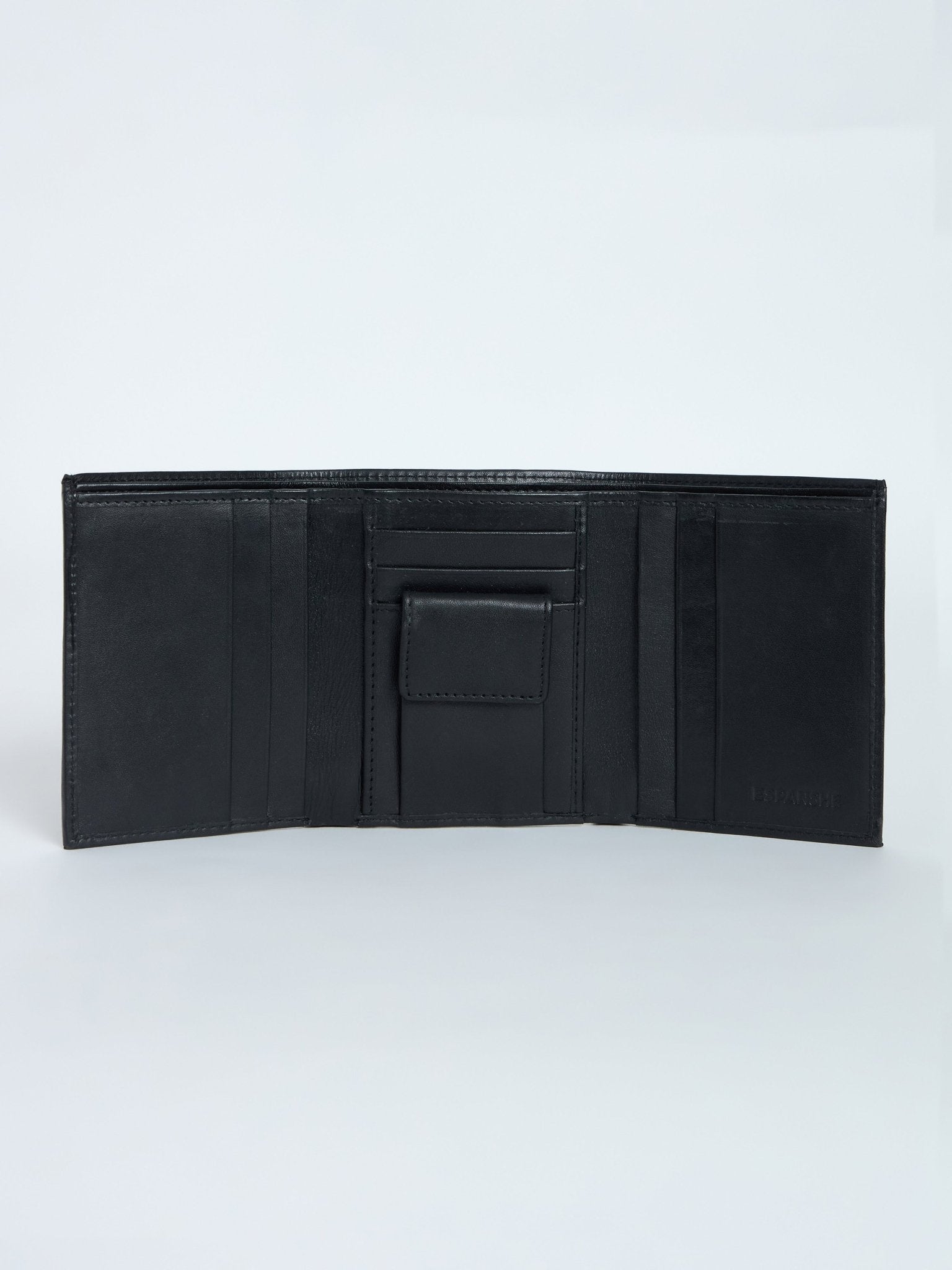 Arctic-10 - Leather Trifold Wallet - Black - Espanshe