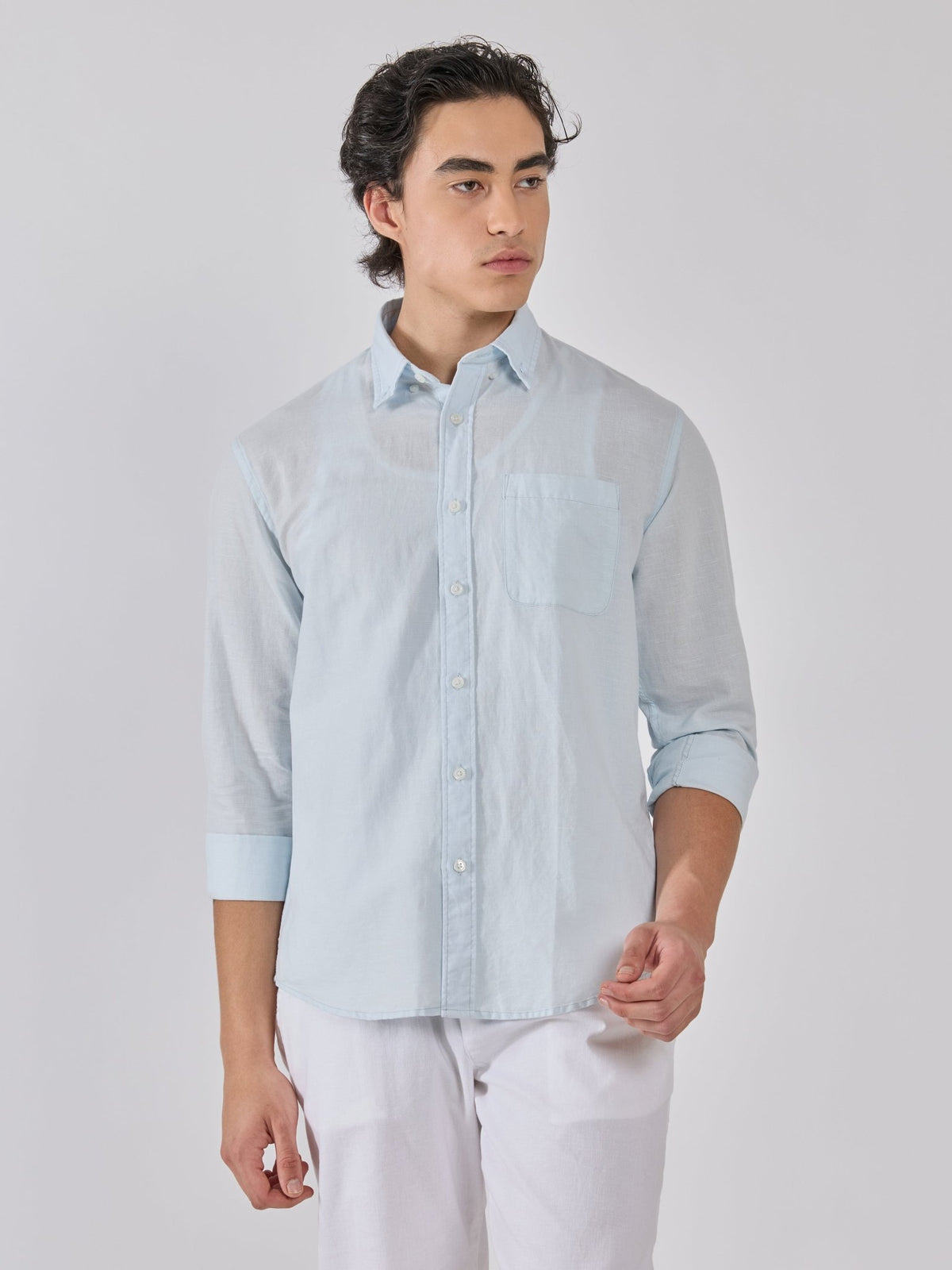 Taloko - Relaxed Linen Shirt - Light Blue - Espanshe