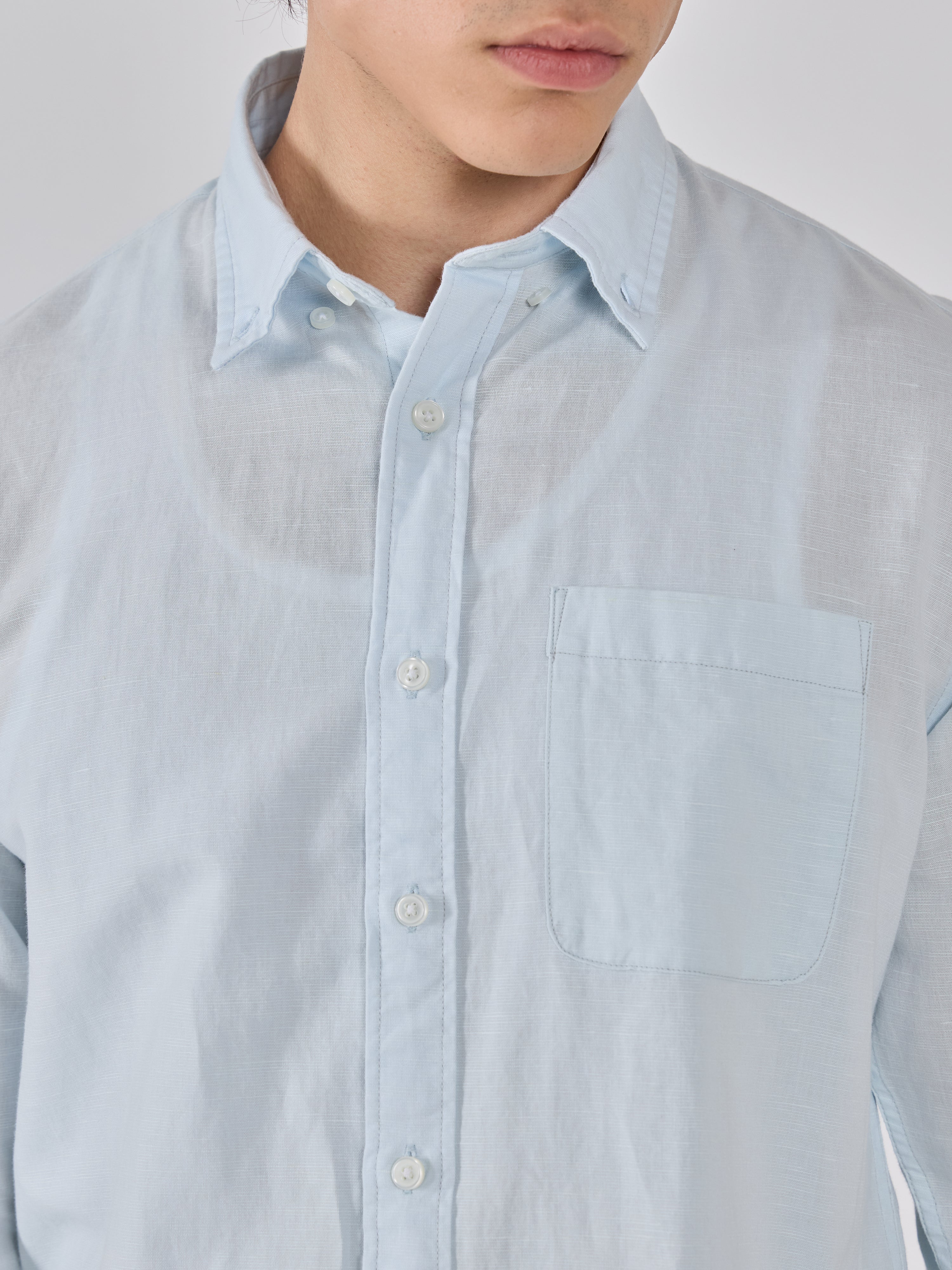 Men's Relaxed Linen Shirt - light blue
