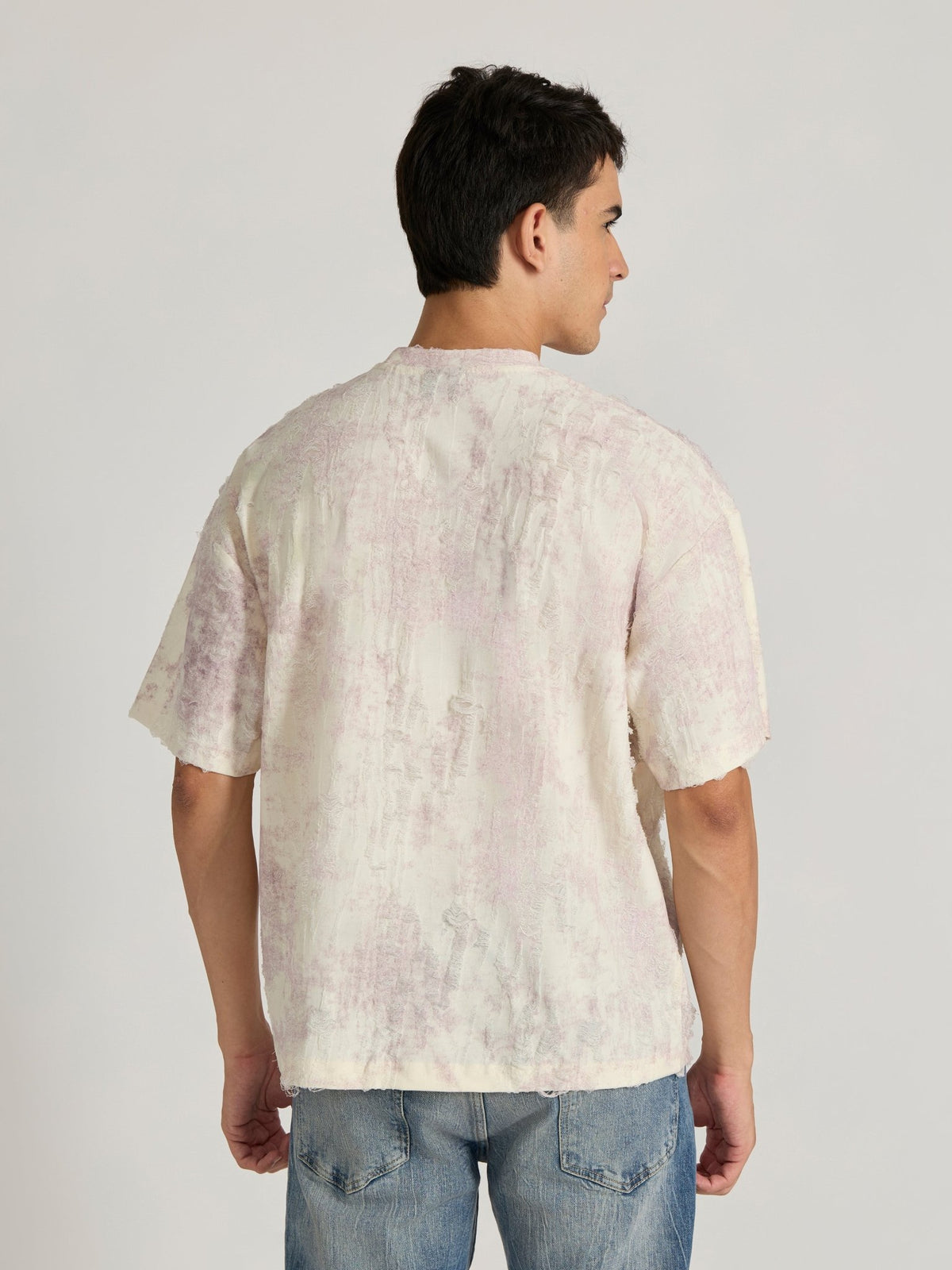 Galloway - Distressed Oversized T-Shirt - Pink - Espanshe