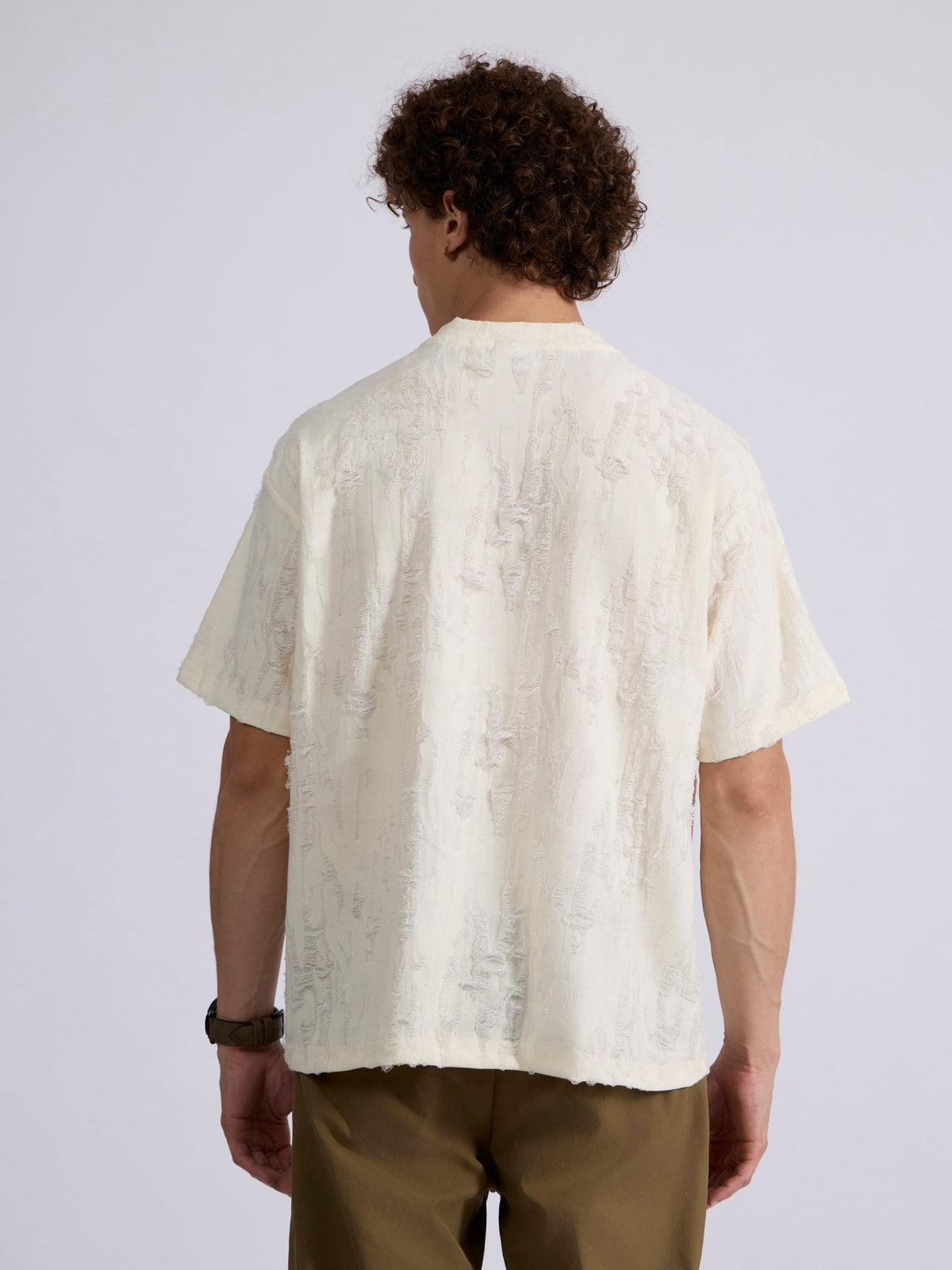 Wexley - Distressed T Shirt - Cream - Espanshe