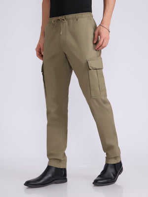 Men's jogger pant in moss green with elasticated drawstring