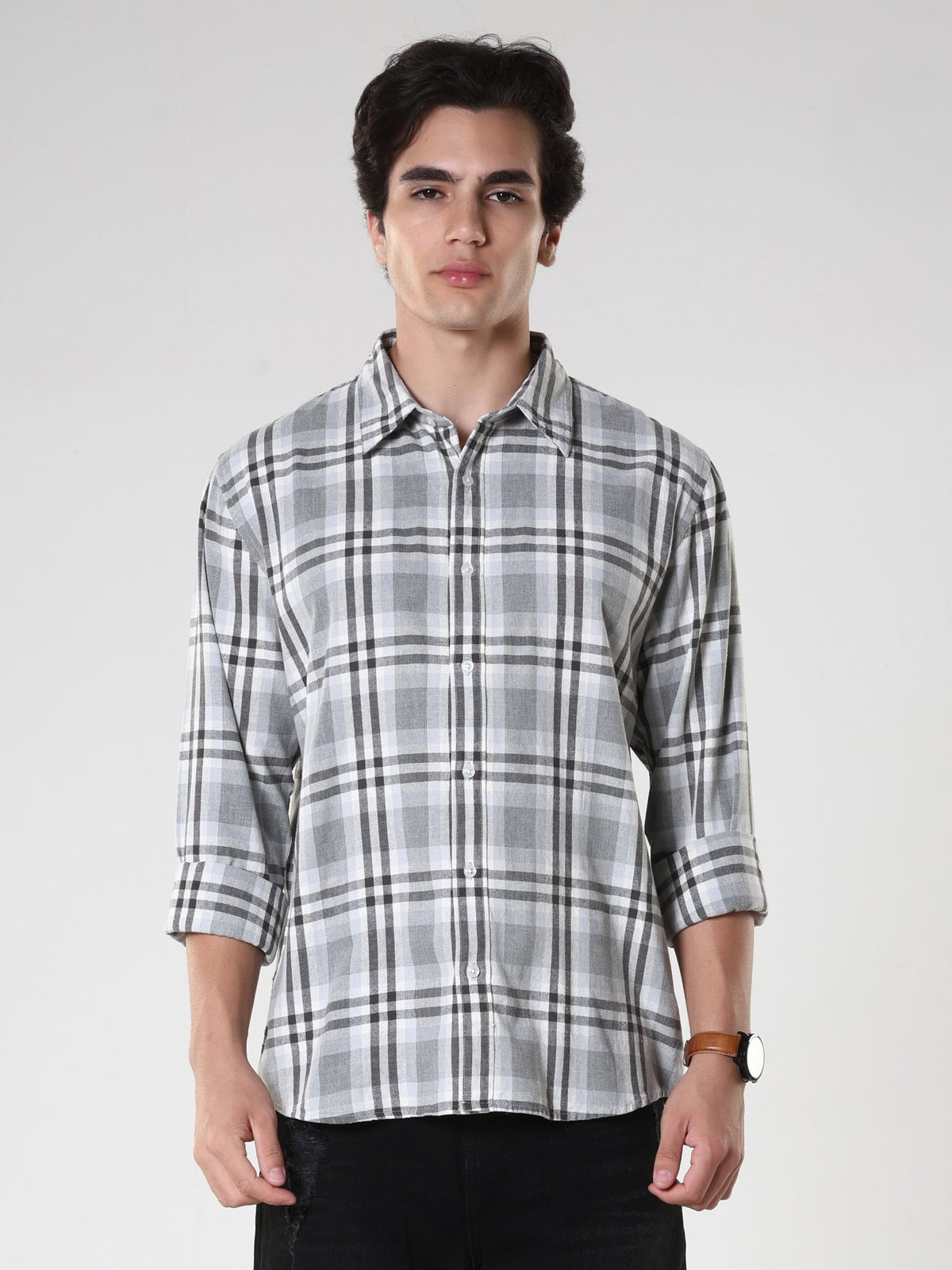 Amabel - Checkered Regular fit Shirt - Cement - Espanshe