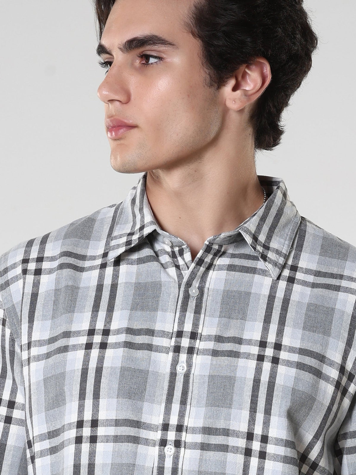 Amabel - Checkered Regular fit Shirt - Cement - Espanshe