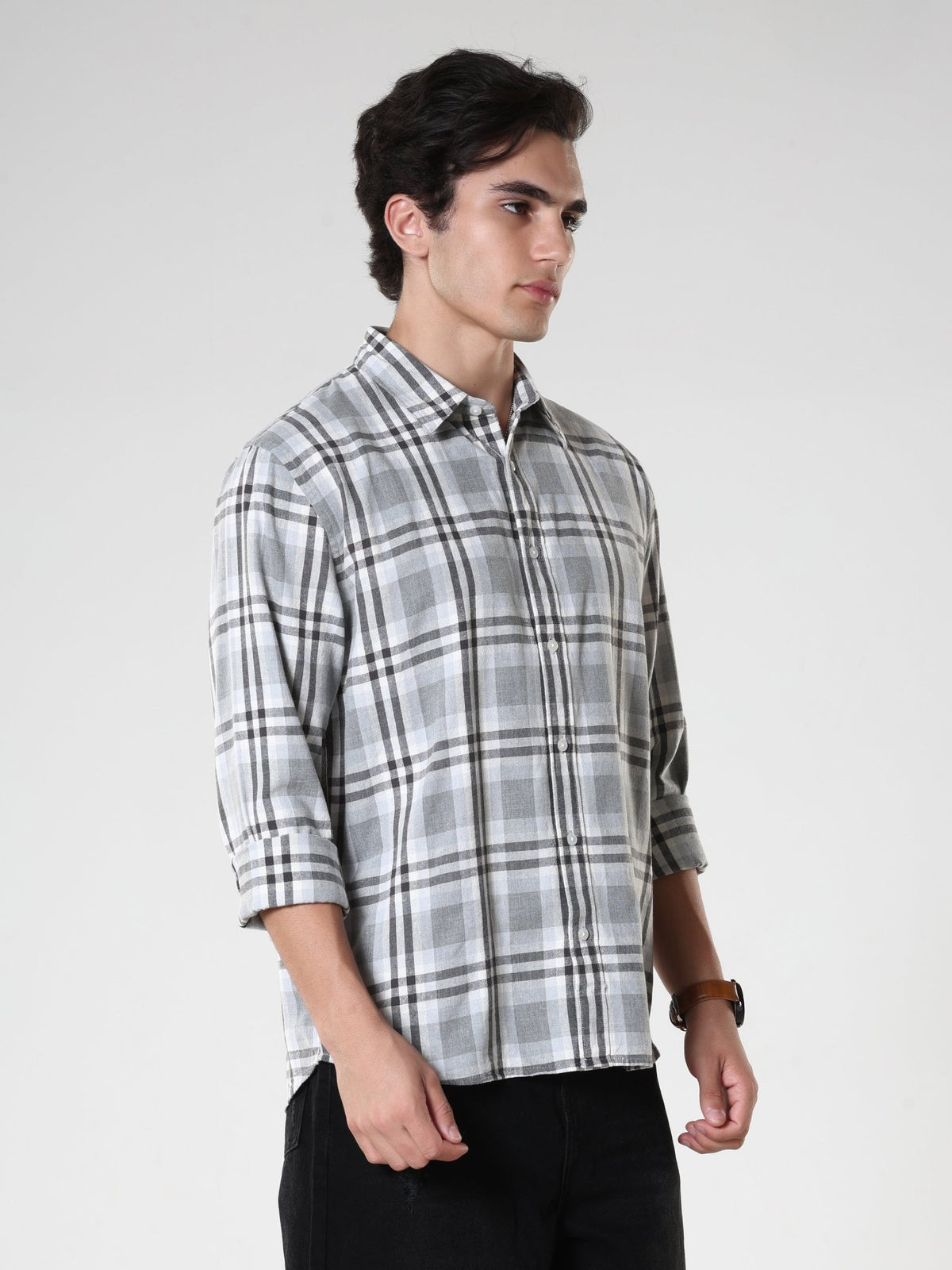 Amabel - Checkered Regular fit Shirt - Cement - Espanshe