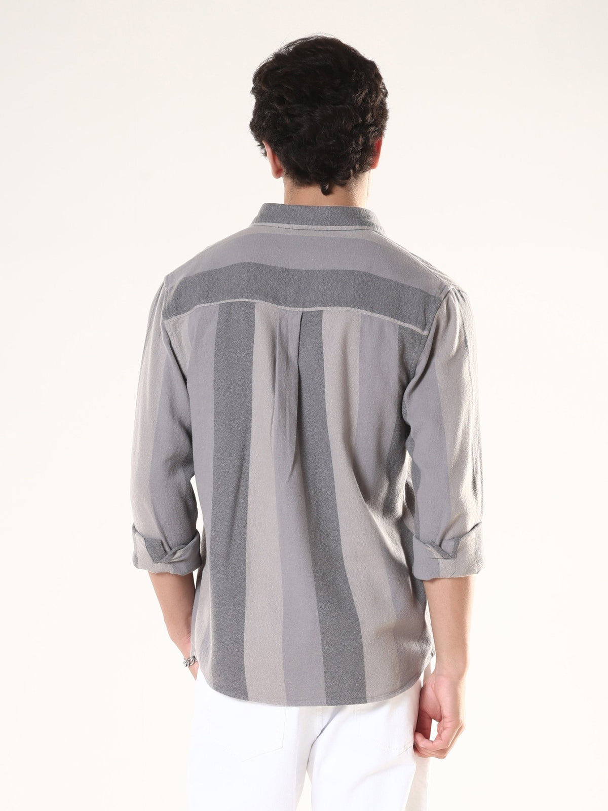 Ambuel - Striped Regular Shirt - Grey - Espanshe