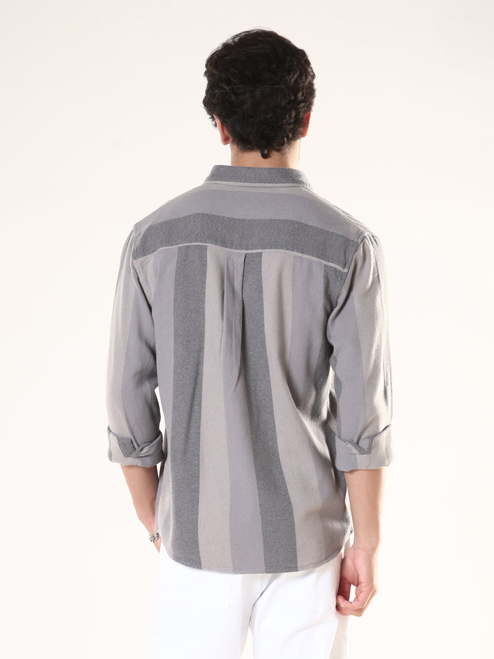 men's  grey stripped  shirt made from pure cotton.