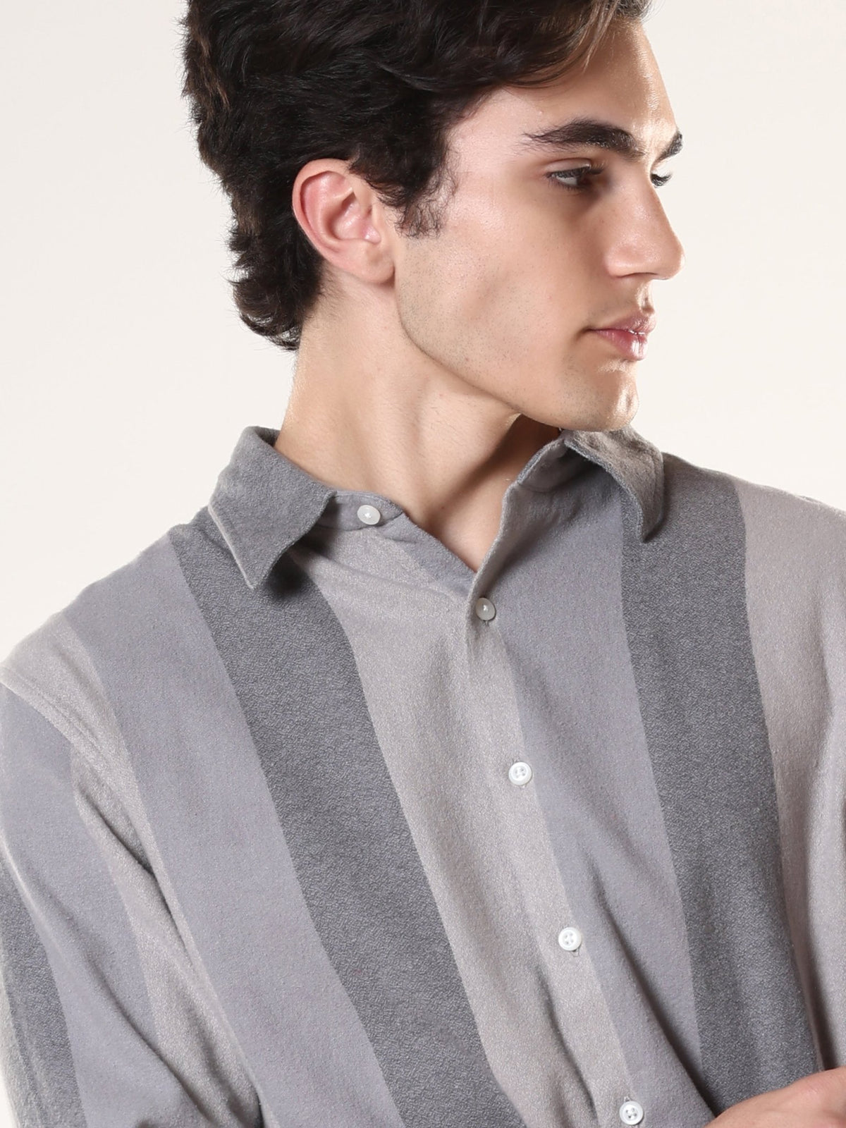 Ambuel - Striped Regular Shirt - Grey - Espanshe