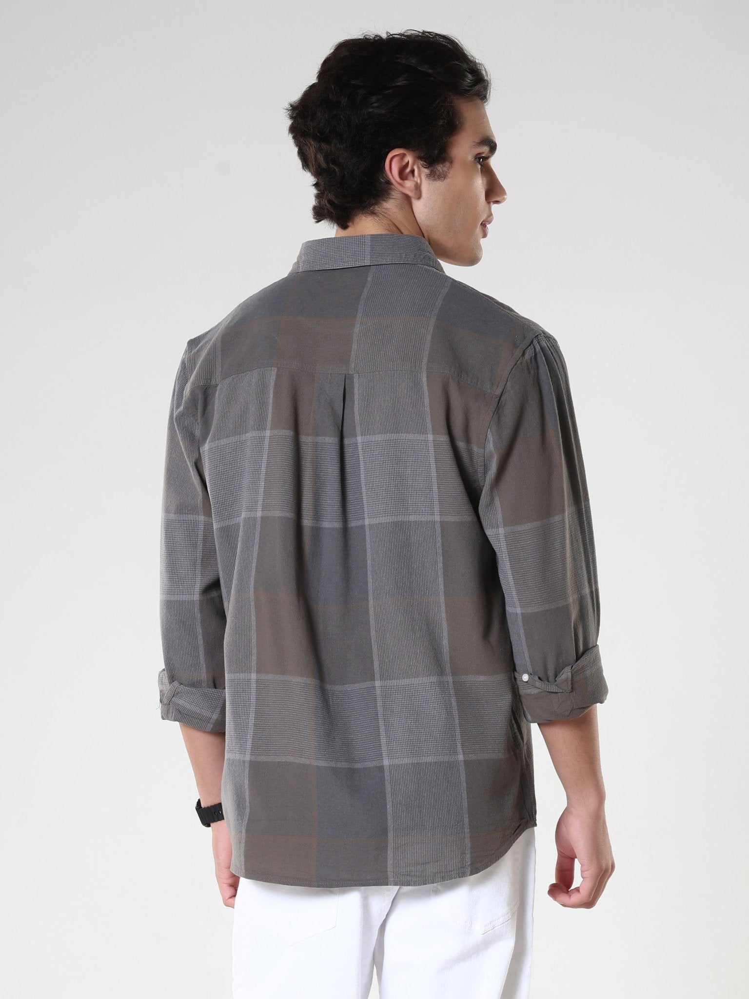 Axel - Checkered Regular Shirt - Charcoal - Espanshe