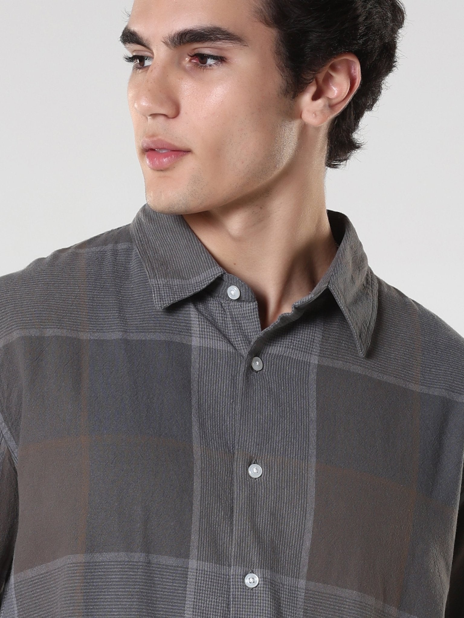Axel - Checkered Regular Shirt - Charcoal - Espanshe