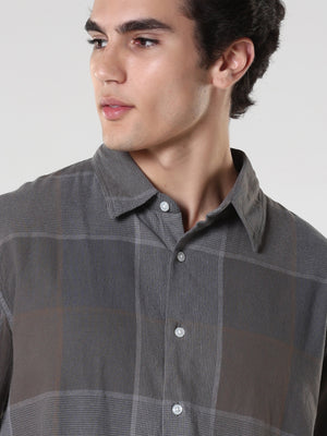 men's charcoal checkered  shirt made from pure cotton.
