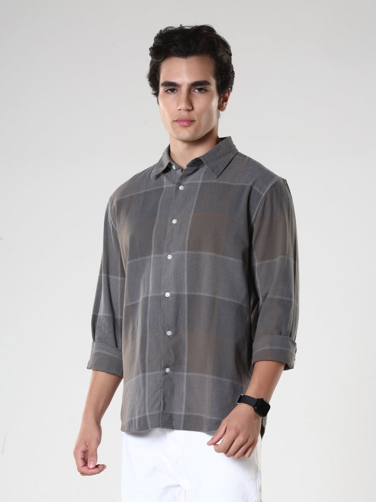 Axel - Checkered Regular Shirt - Charcoal - Espanshe