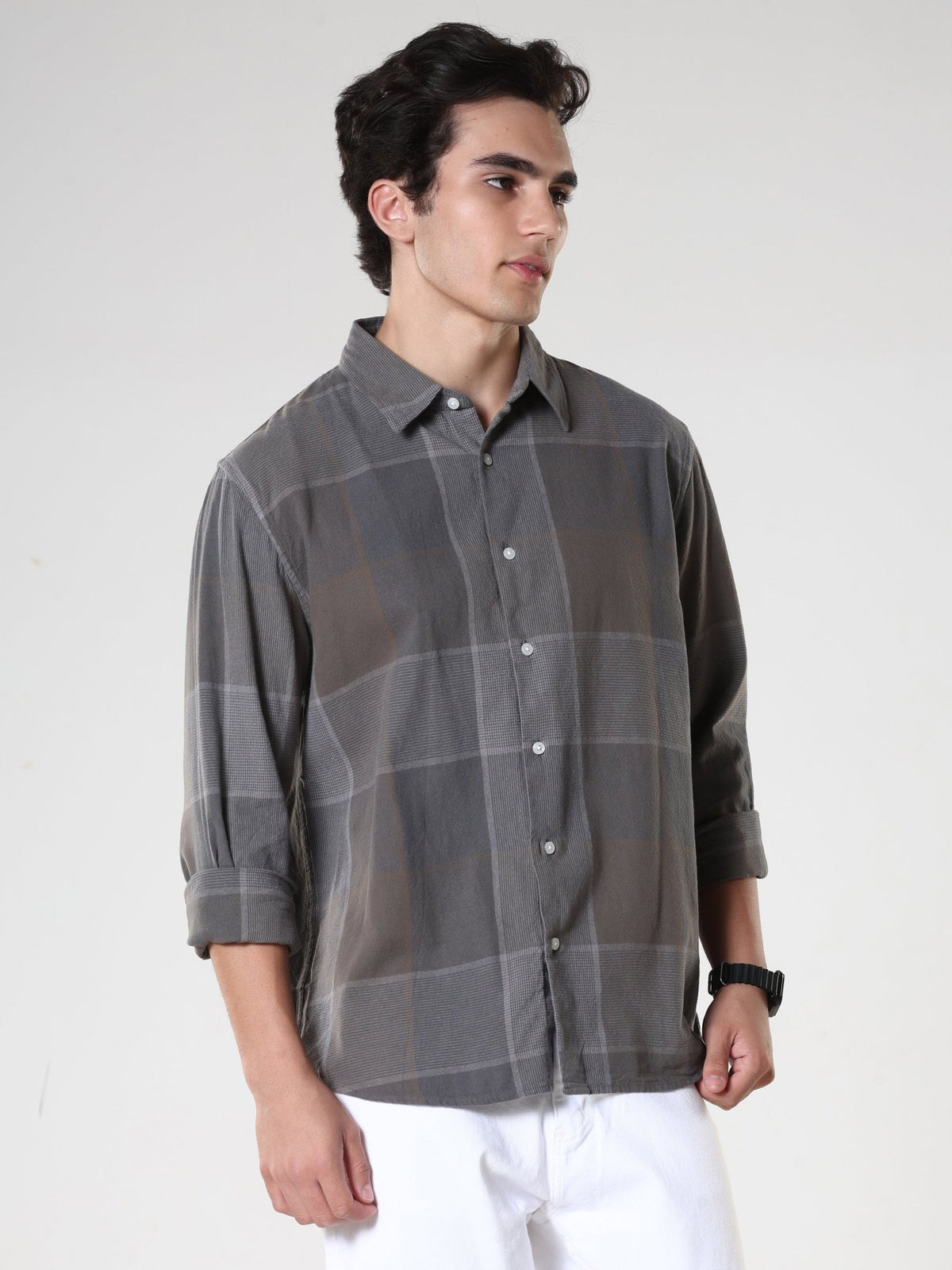 Axel - Checkered Regular Shirt - Charcoal - Espanshe