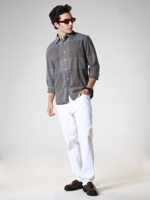 men's charcoal  checkered  shirt made from pure cotton.