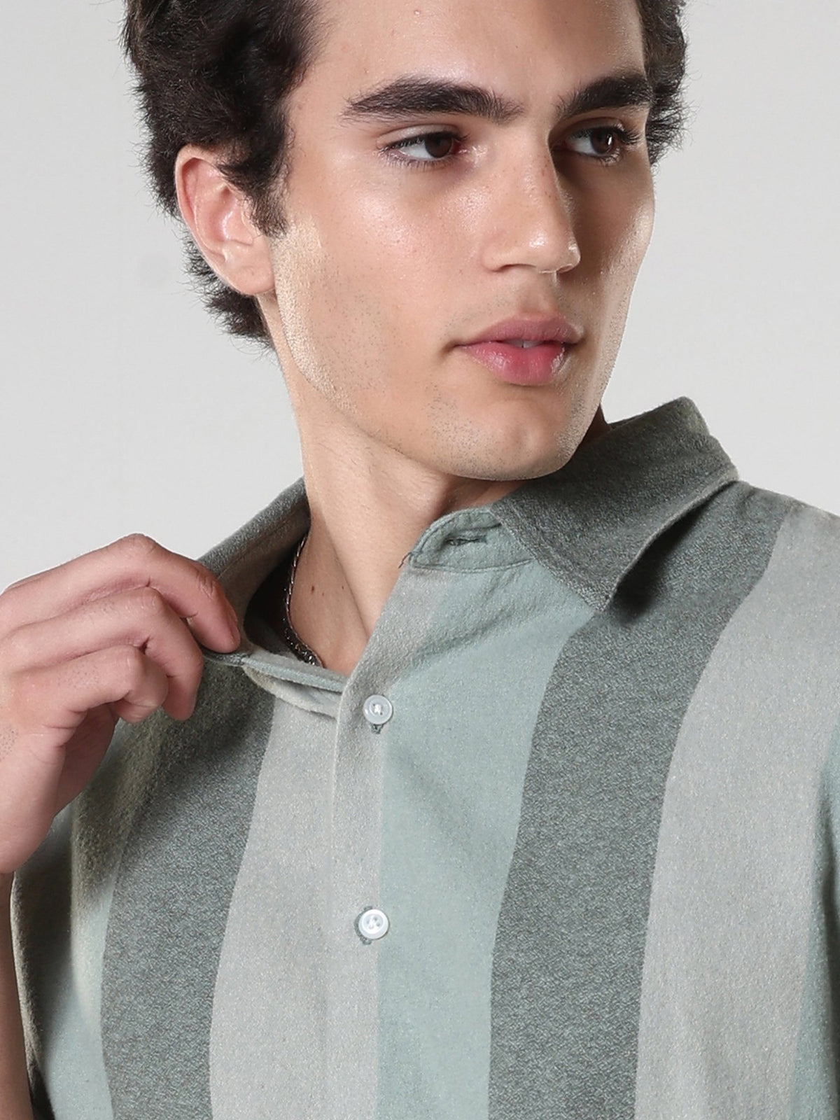 Ambuel - Striped Regular Shirt - Green - Espanshe